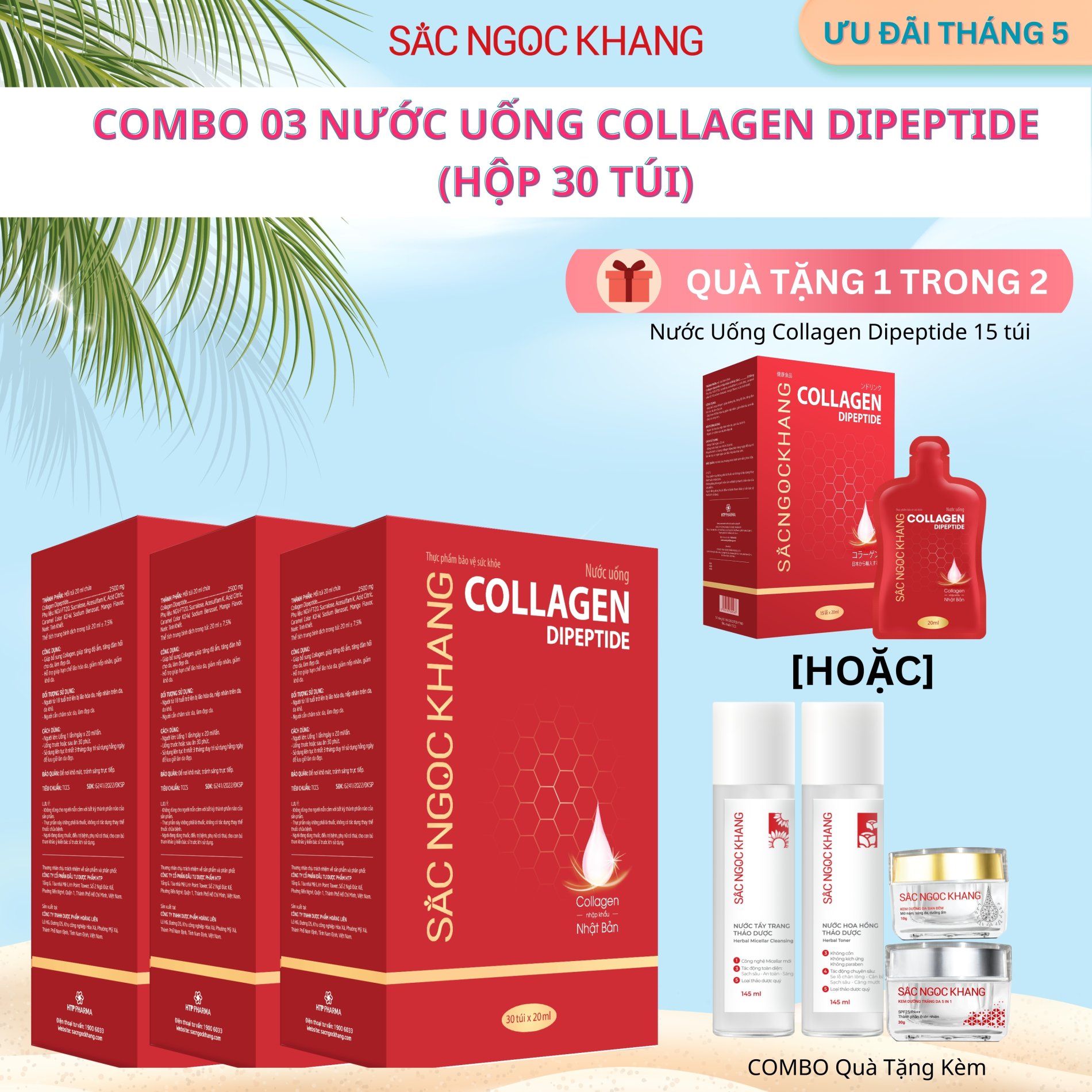 COMBO 03 Hộp Collagen Nước [30 túi] TẶNG Hộp Collagen Nước [15 túi]