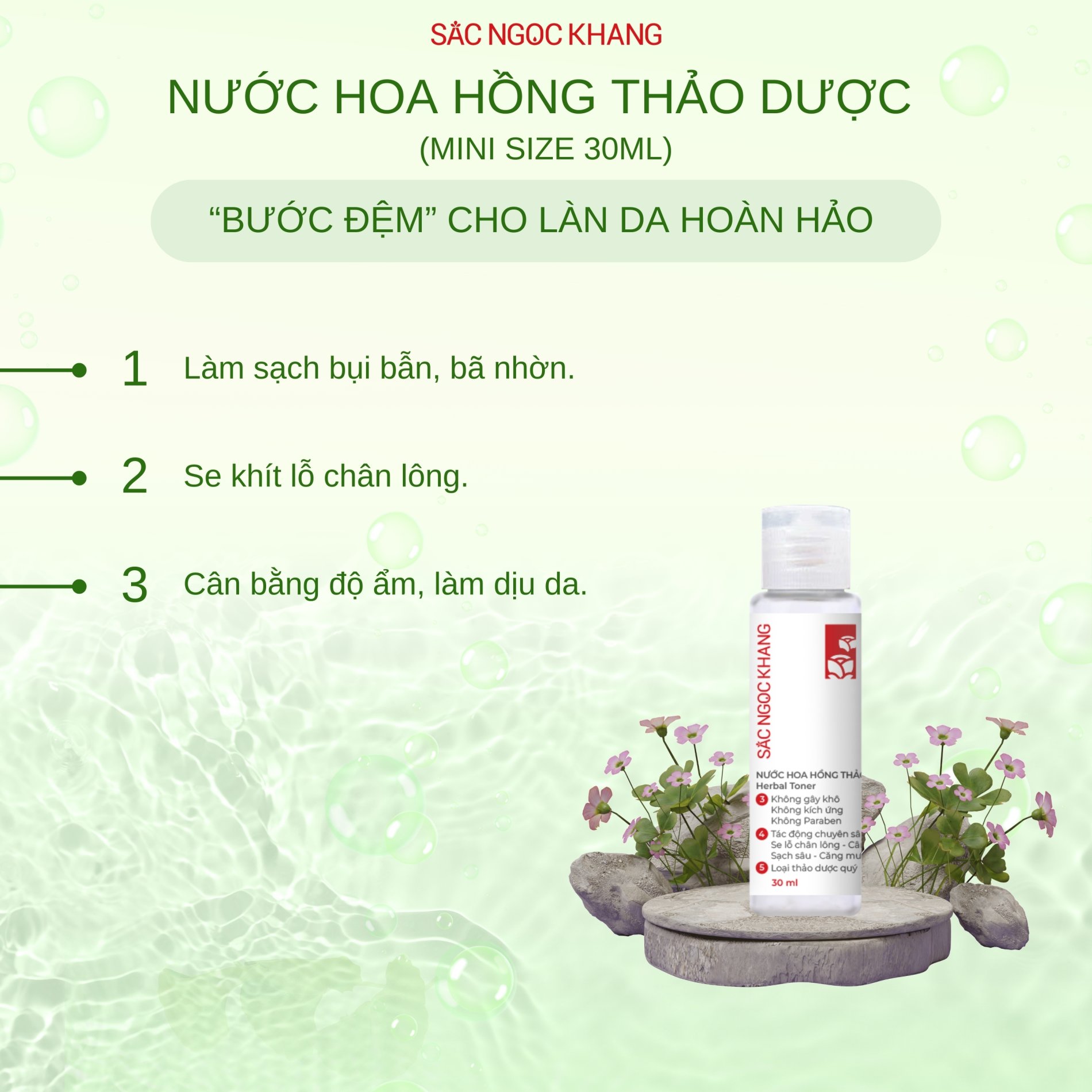 Nước Hoa Hồng Thảo Dược Sắc Ngọc Khang [Chai 30ml]