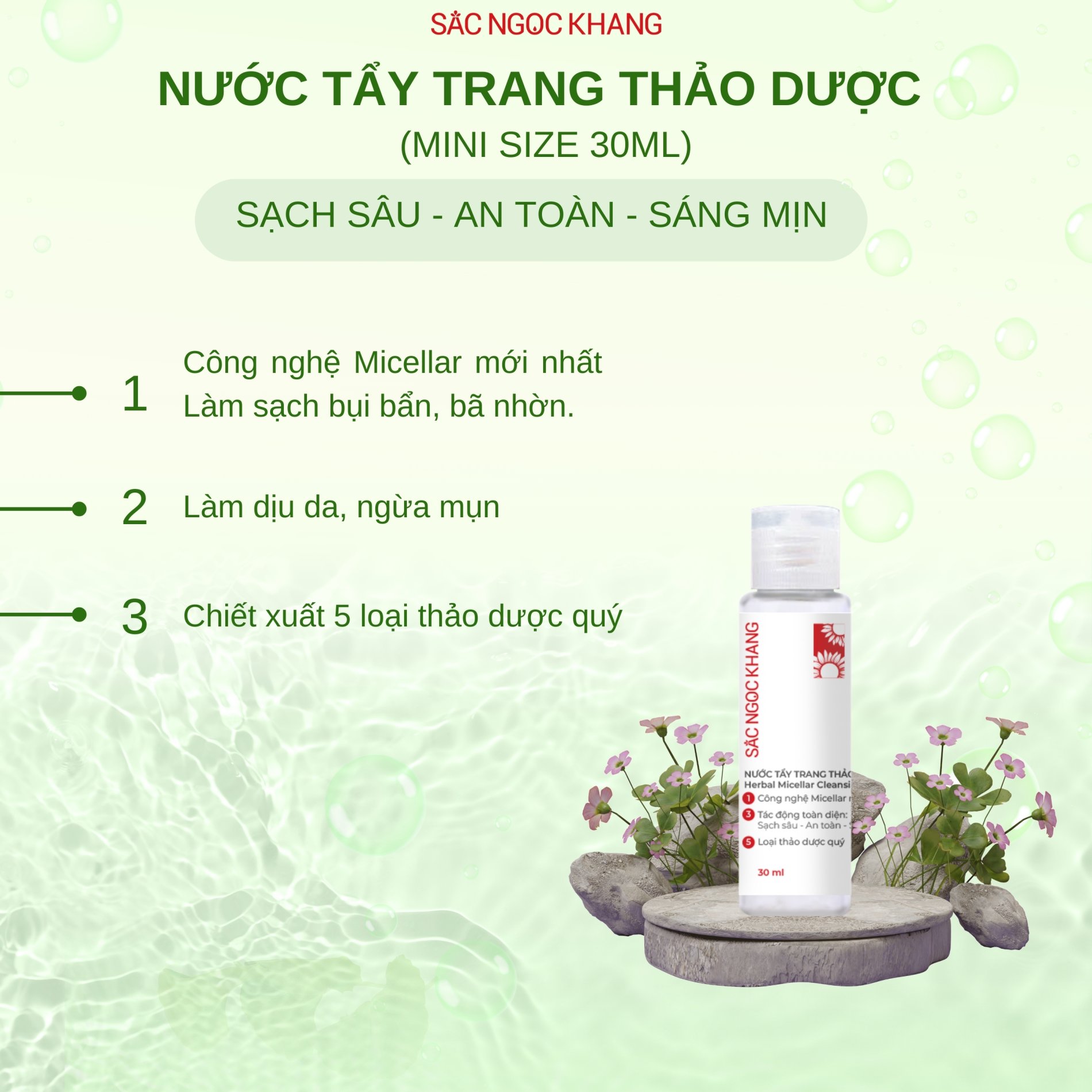 Nước Tẩy Trang Sắc Ngọc Khang [Chai 30ml]