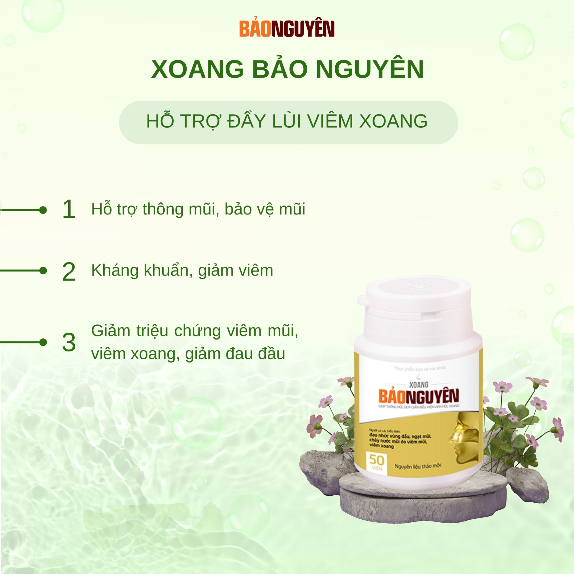 Xoang Bảo Nguyên - Hỗ Trợ Viêm Xoang & Viêm Mũi Dị Ứng [Hộp 50 Viên]