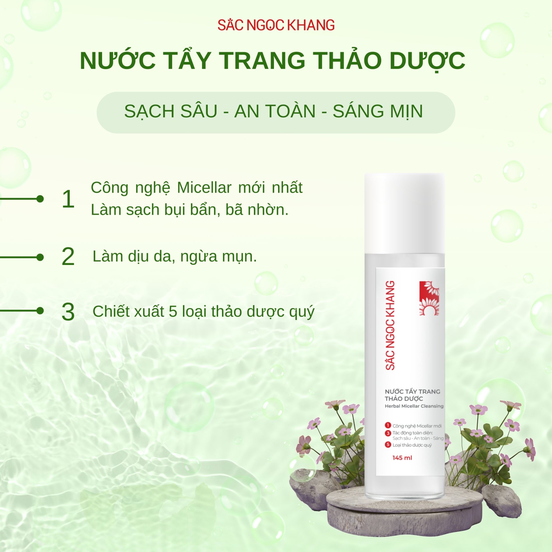 Nước Tẩy Trang Thảo Dược Sắc Ngọc Khang [Chai 145ml]