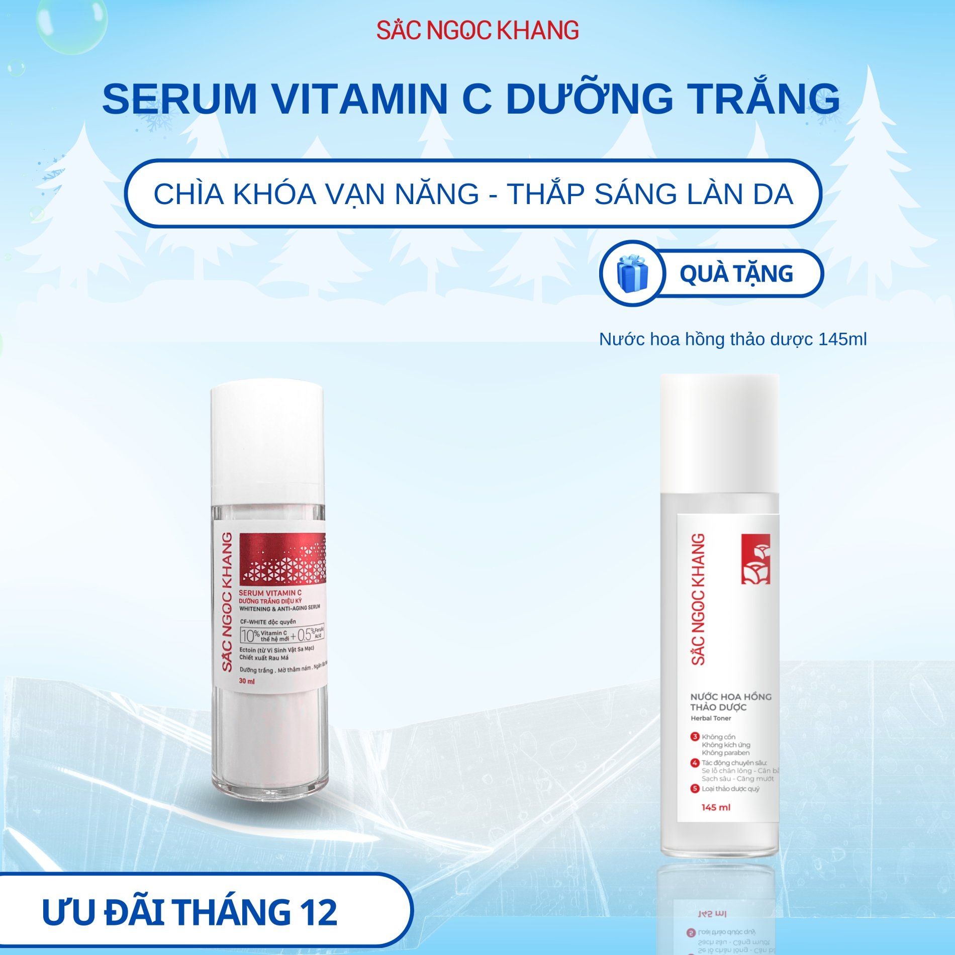 Serum Vitamin C Dưỡng Trắng Diệu Kỳ [30ml] TẶNG Nước hoa hồng thảo dược 145ml 