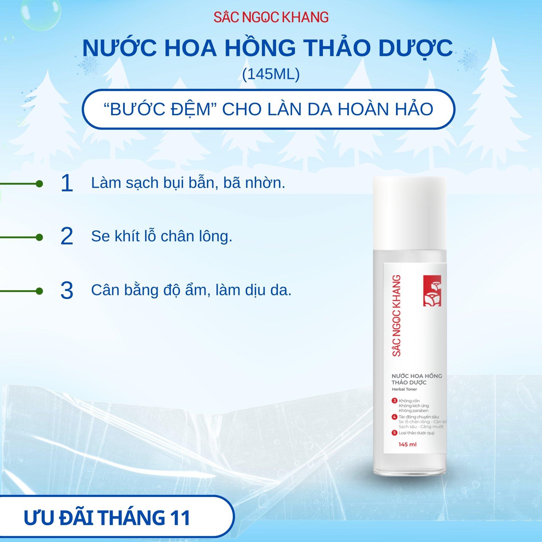 Nước Hoa Hồng Thảo Dược Sắc Ngọc Khang [Chai 145ml]