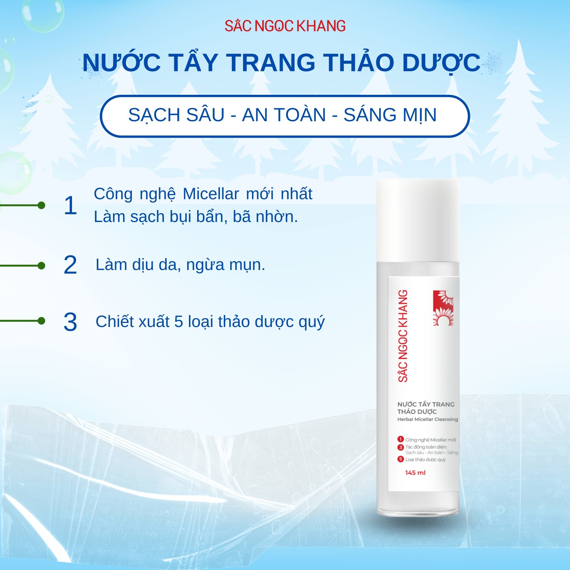 Nước Tẩy Trang Thảo Dược Sắc Ngọc Khang [Chai 145ml]