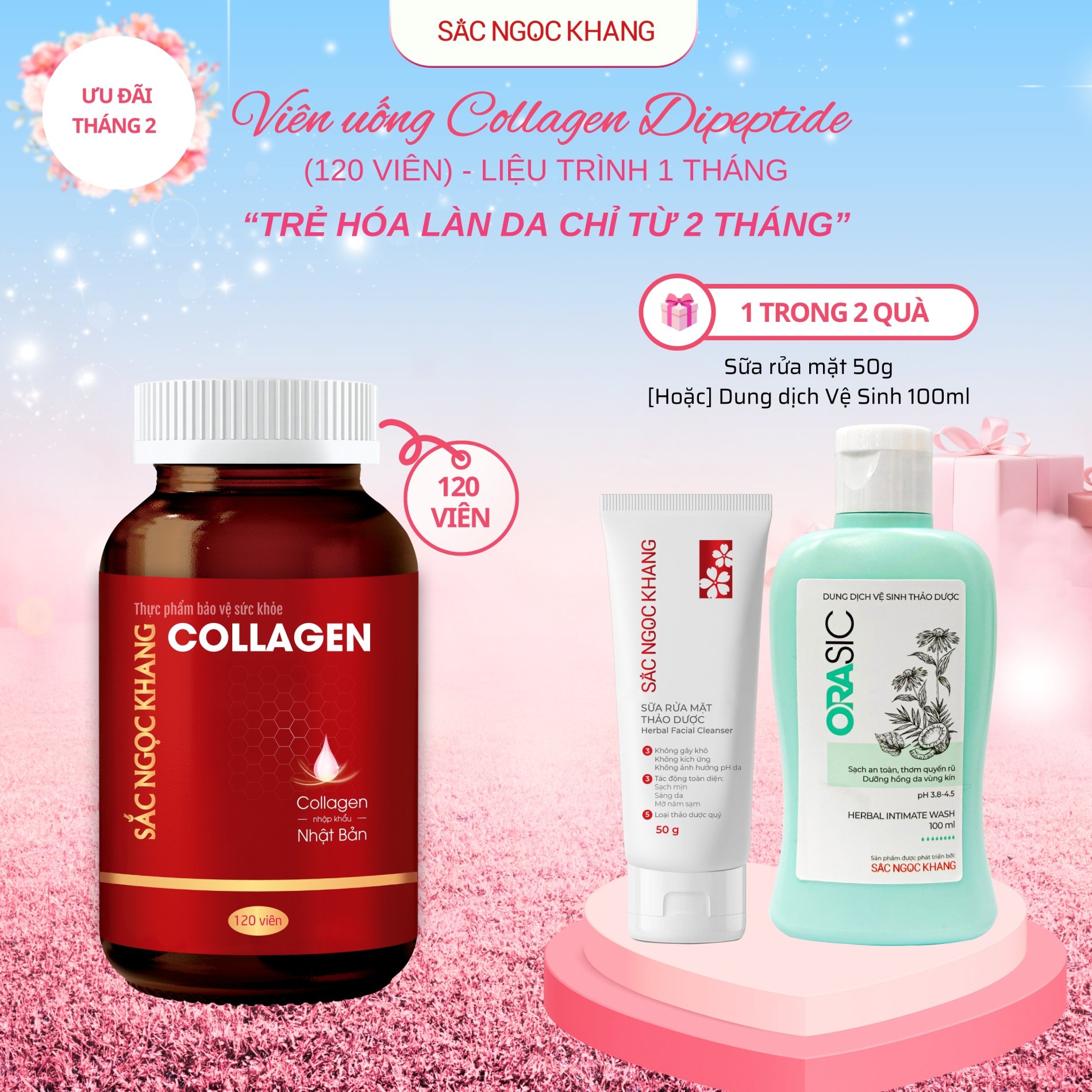 Viên Uống Collagen Dipeptide [120 Viên] TẶNG 1 trong 2 quà