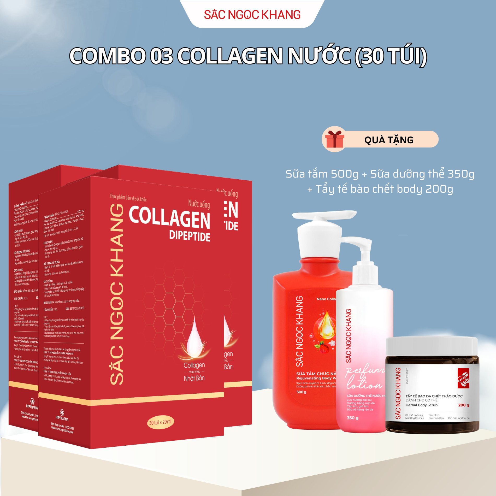 COMBO 03 Hộp Collagen Nước [30 túi] Tăng Combo quà 3 món 