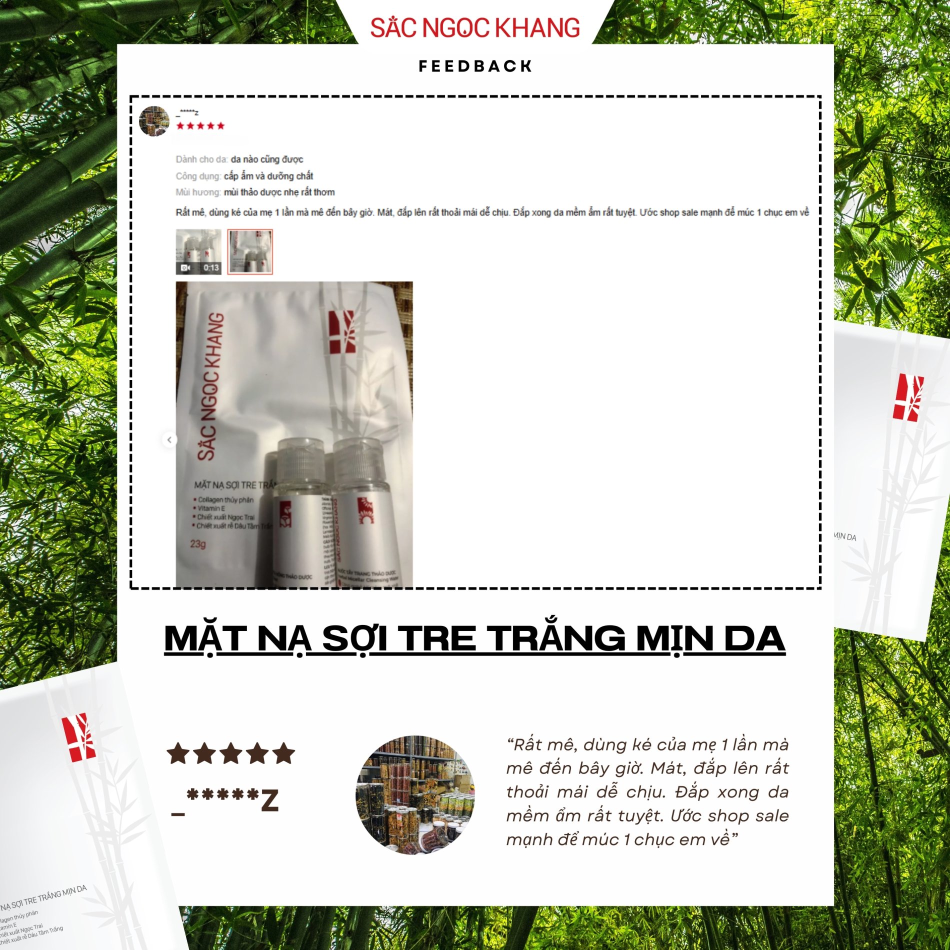 Mặt Nạ Sợi Tre Trắng Mịn Da