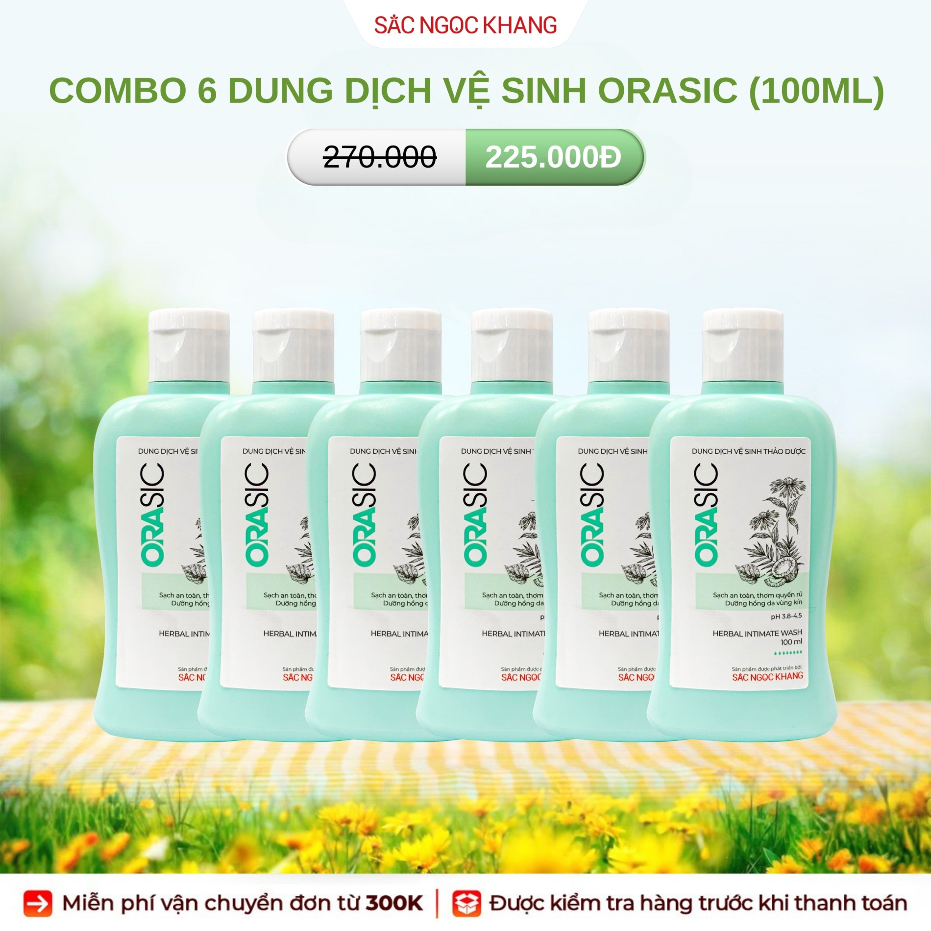 COMBO 6 Dung Dịch Vệ Sinh Thảo Dược Orasic [Chai 100ml]