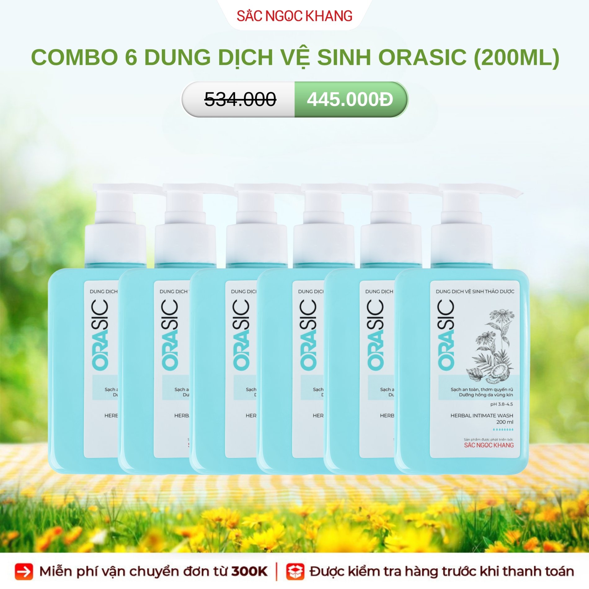 COMBO 6 Dung Dịch Vệ Sinh Thảo Dược Orasic [Chai 200ml]