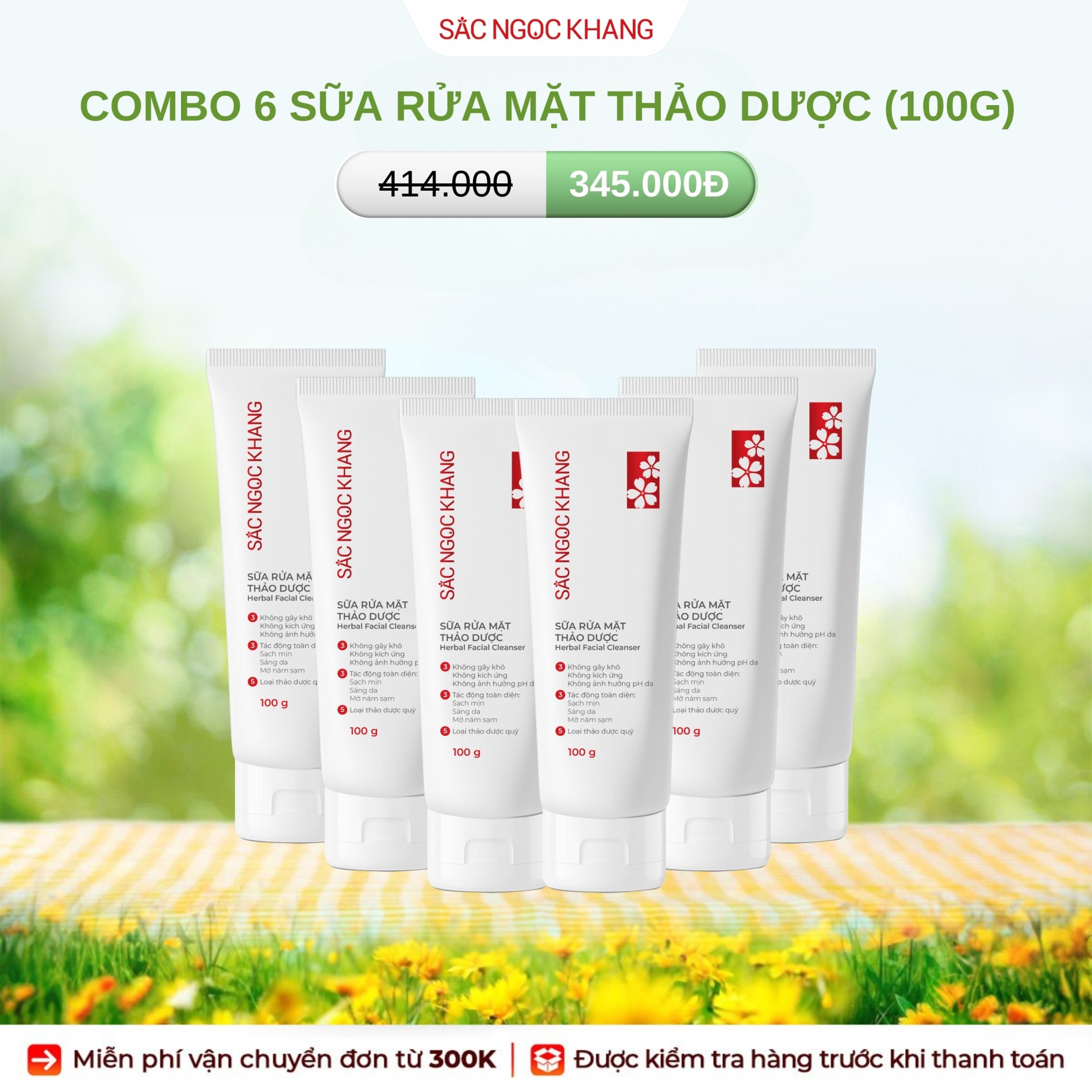 COMBO 6 Sữa rửa mặt Thảo Dược [Tuýp 100g]
