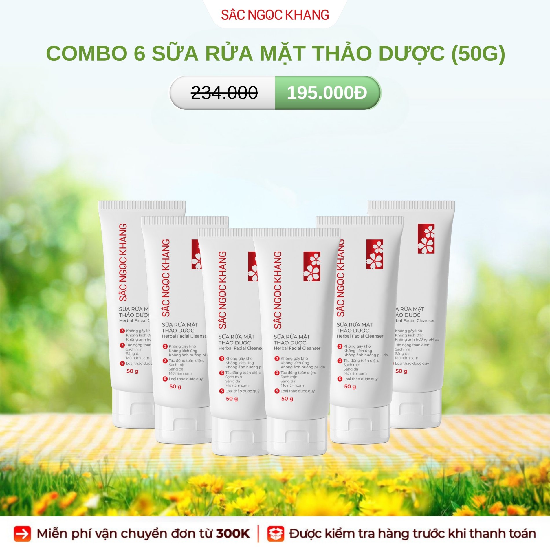 COMBO 6 Sữa Rửa Mặt Thảo Dược [Tuýp 50g]