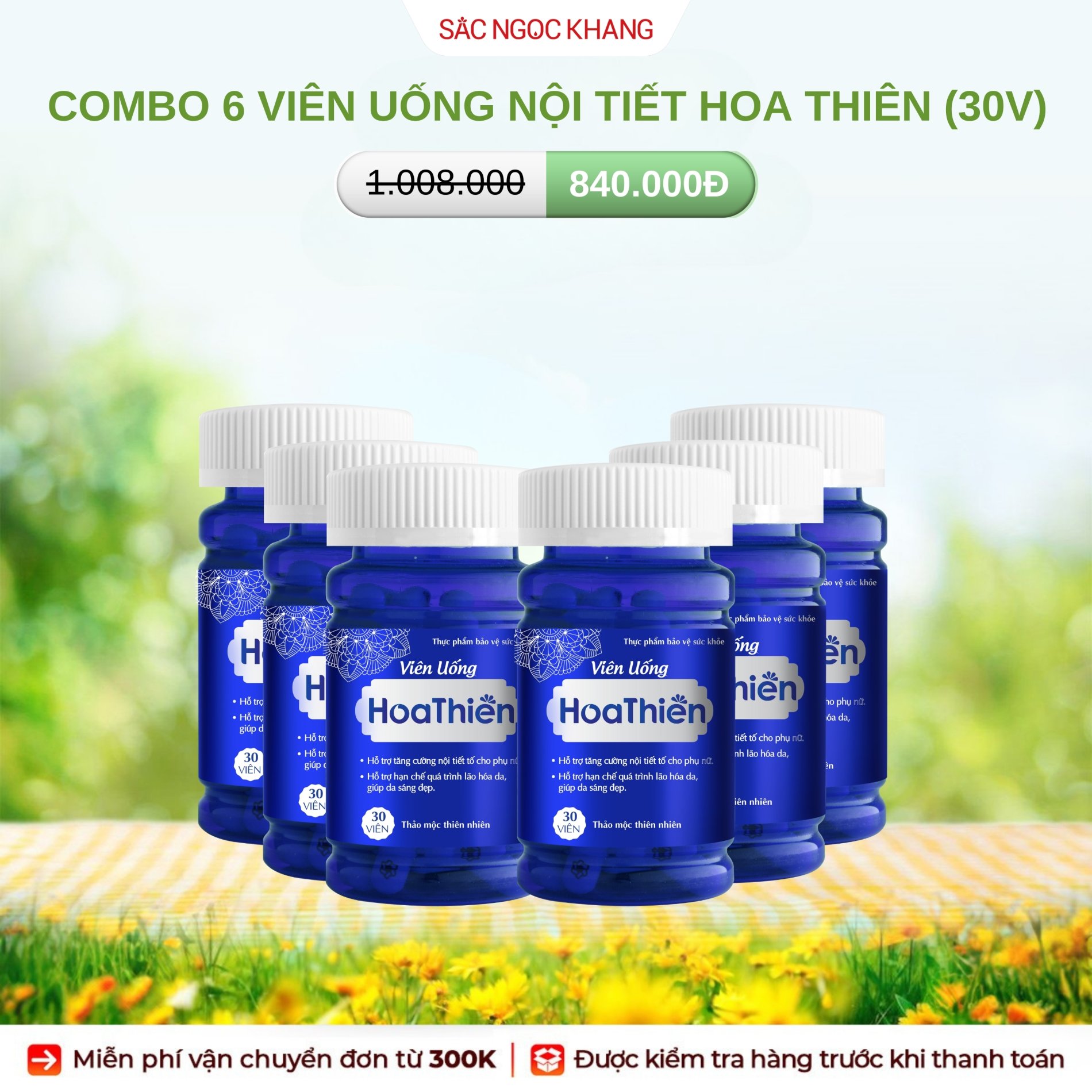 COMBO 6 Viên Uống Hoa Thiên [Hộp 30 Viên]