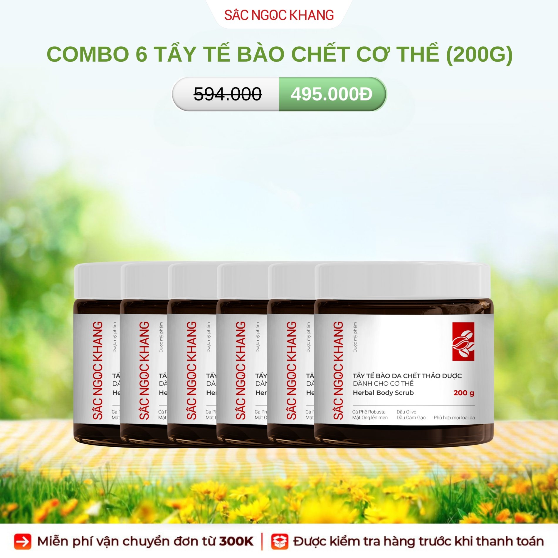 COMBO 6 Tẩy Tế Bào Chết Dành Cho Cơ Thể [Hộp 200g]