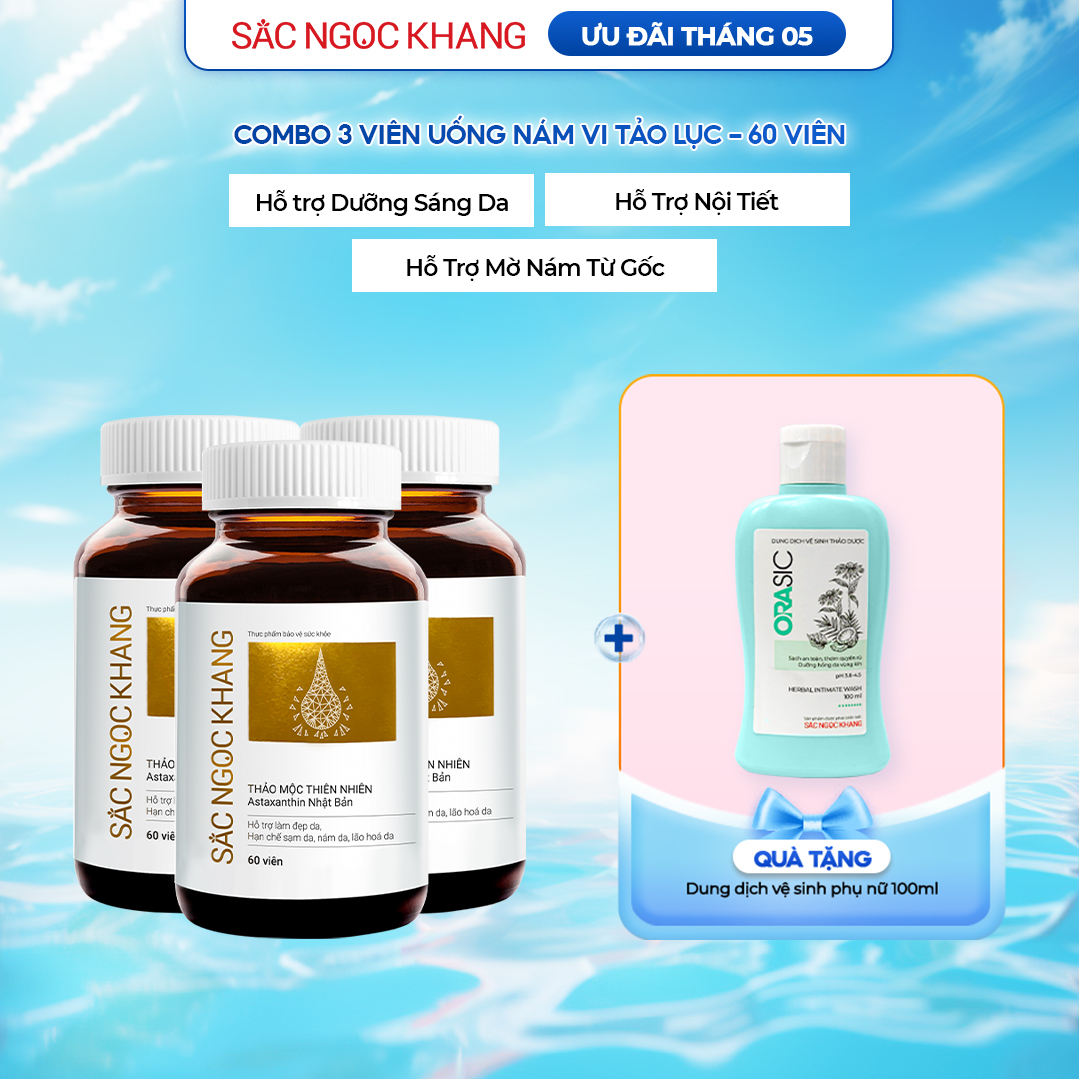 Combo 03 Hộp Viên uống SNK Vi Tảo Lục [60 Viên] TẶNG Orasic 100ml