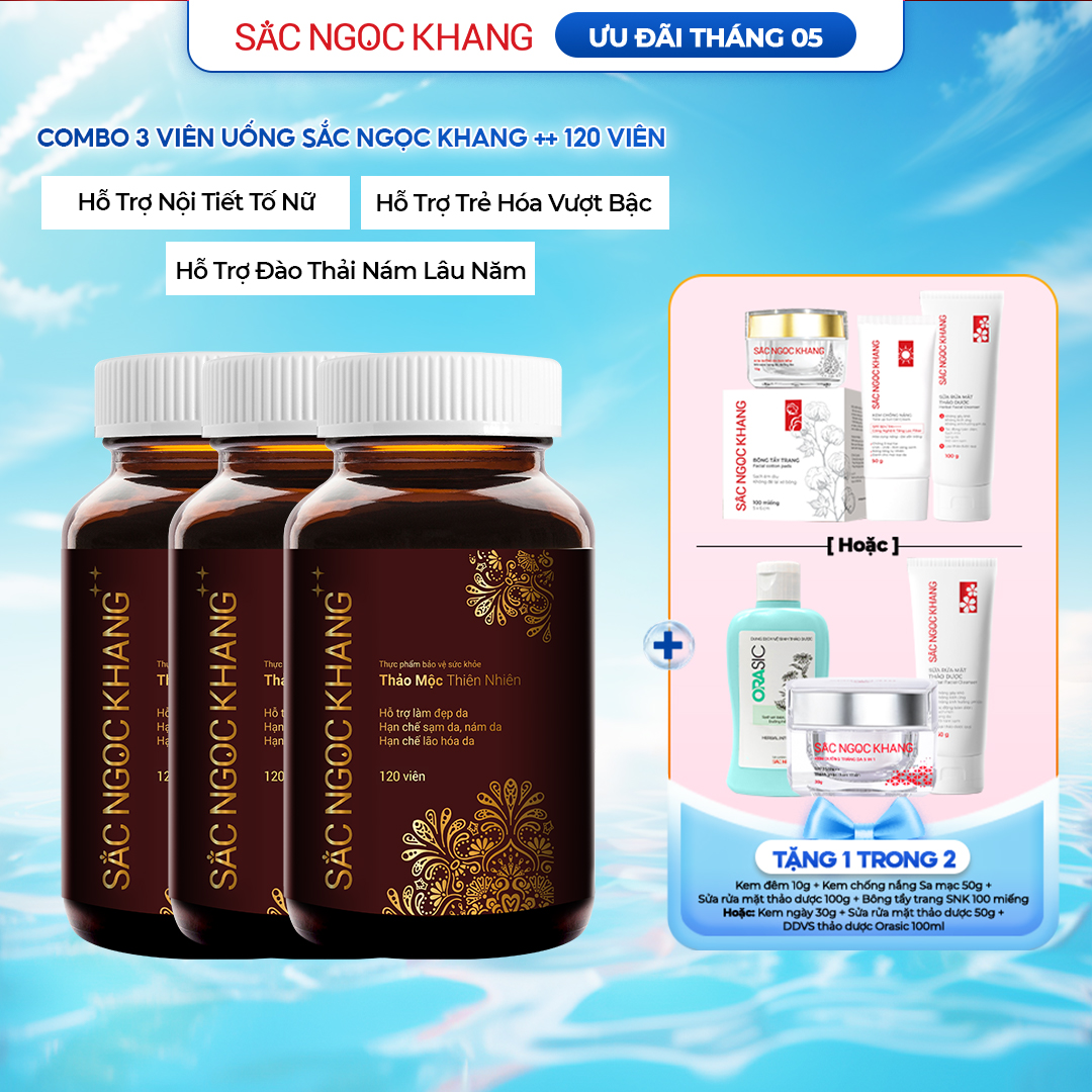 COMBO 03 Viên Uống Sắc Ngọc Khang ++ [120 Viên] TẶNG 1 trong 2 quà