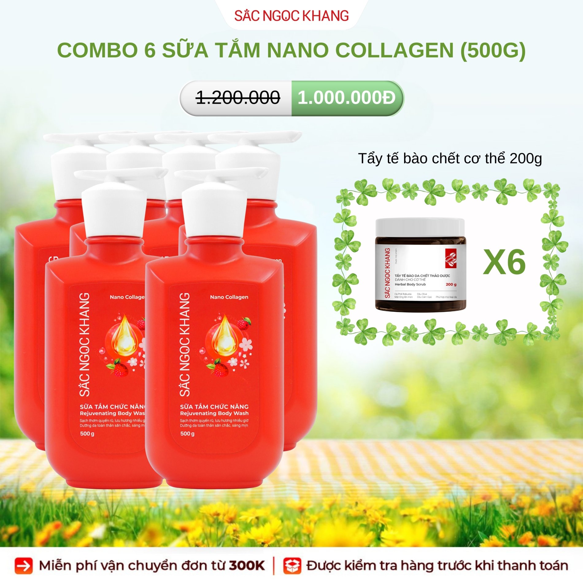 COMBO 6 Sữa tắm Nano Collagen [500g] KÈM QUÀ TẶNG THÁNG 