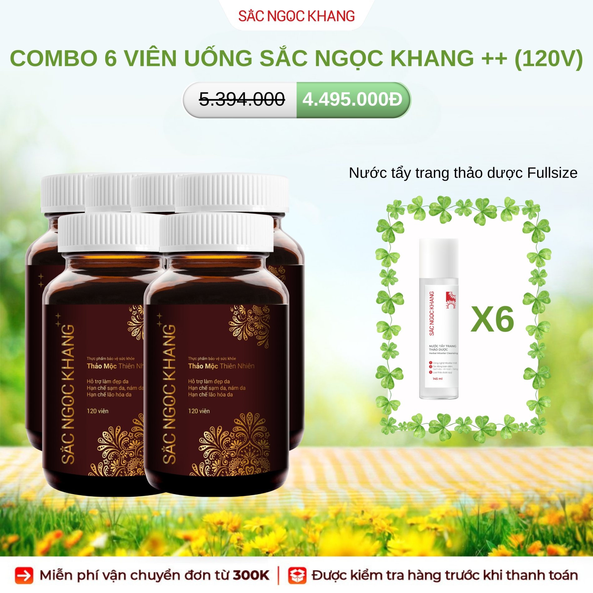 COMBO 6 Viên uống Sắc Ngọc Khang ++ [120v] KÈM QUÀ TẶNG THÁNG 