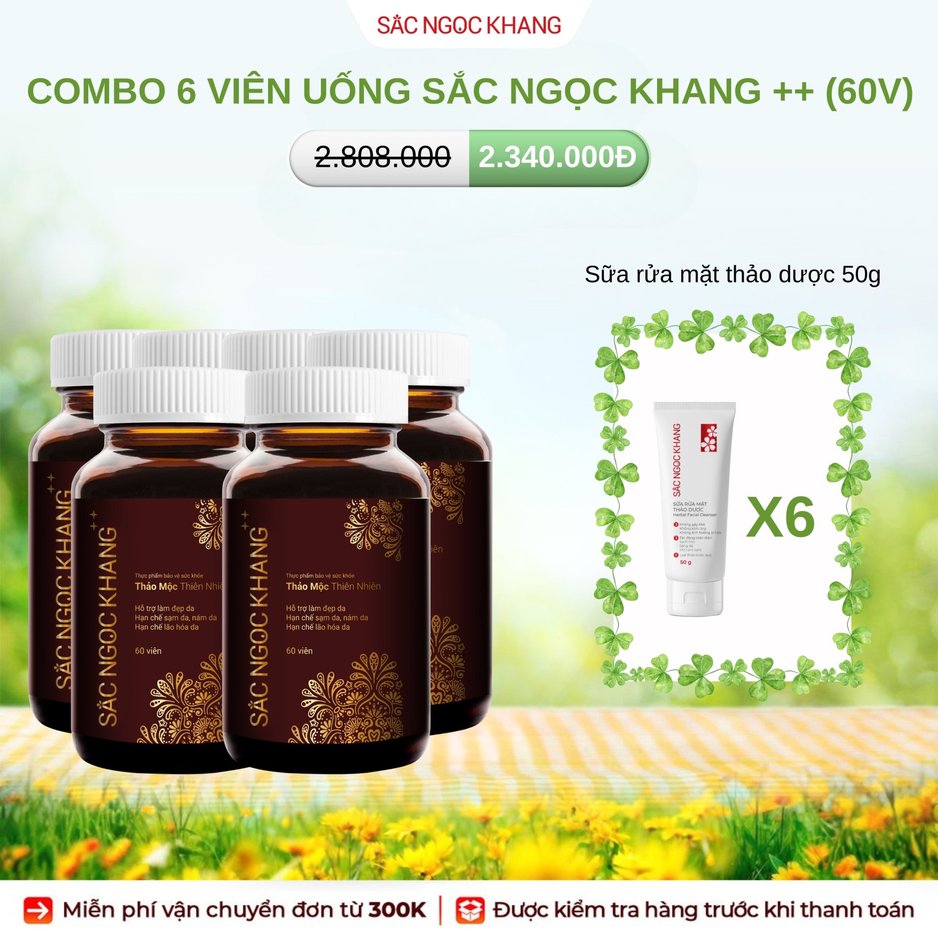 COMBO 6 Viên uống Sắc Ngọc Khang ++ [60v] KÈM QUÀ TẶNG THÁNG 