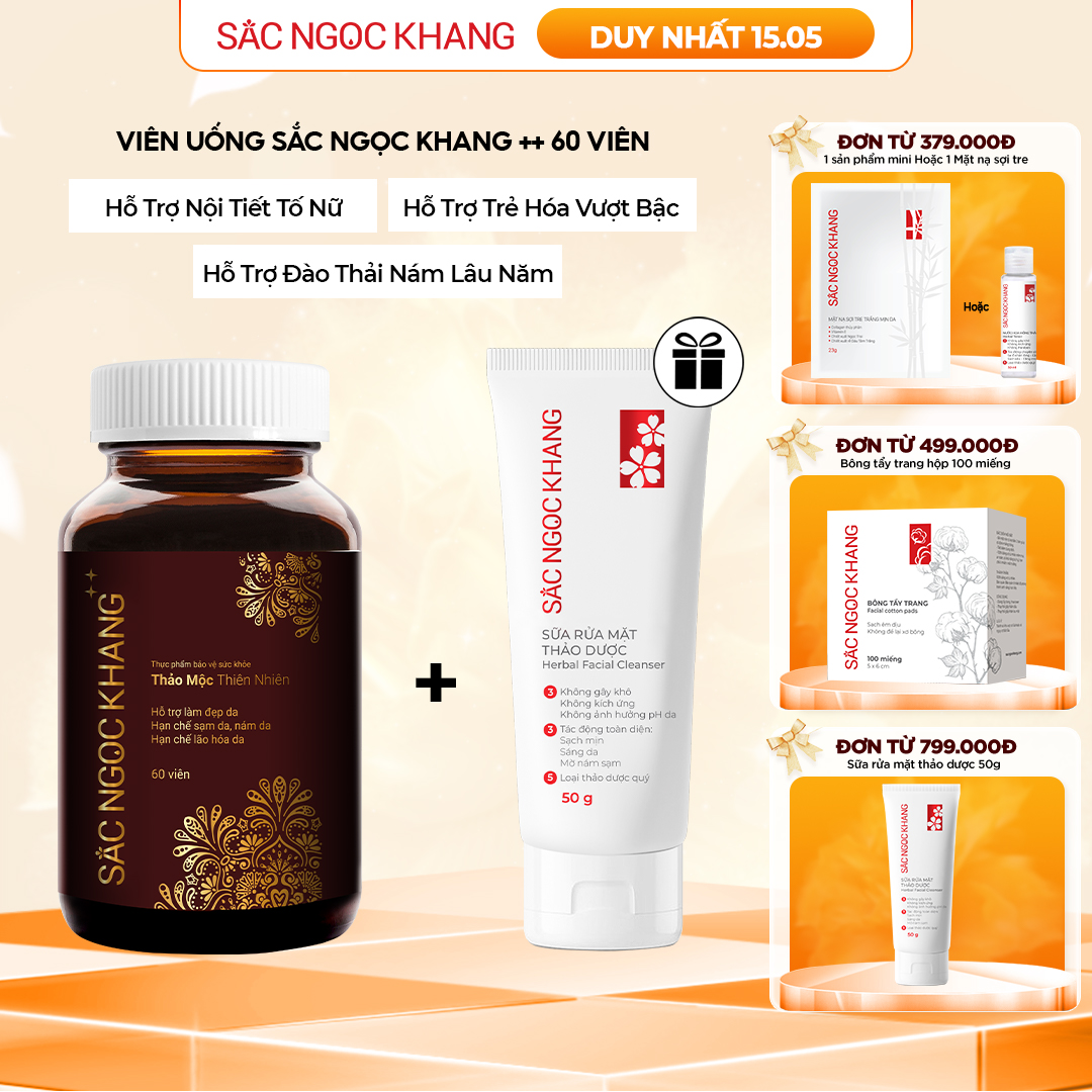 Viên Uống Sắc Ngọc Khang ++ [60 Viên] TẶNG Sữa rửa mặt thảo dược 50g
