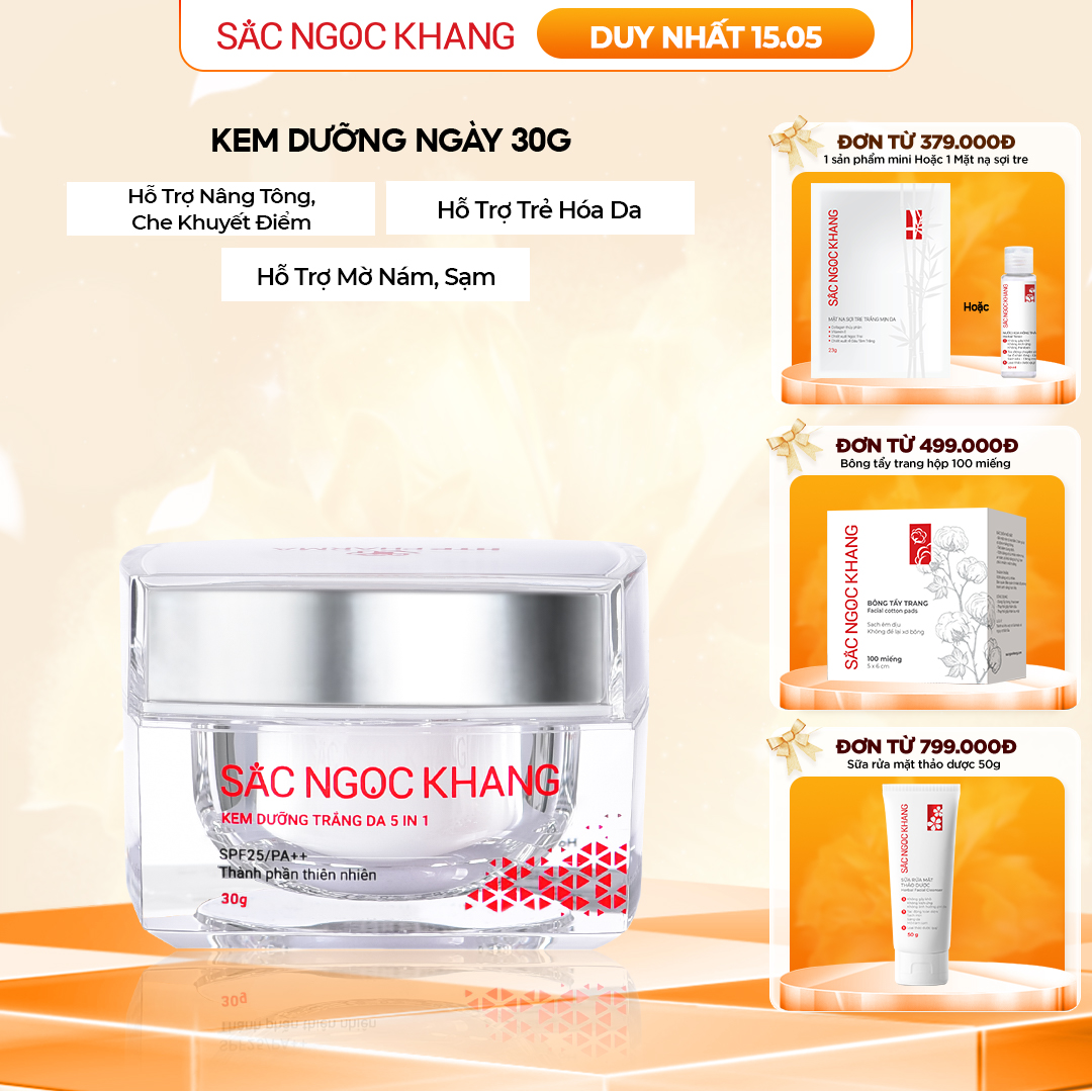 Kem dưỡng trắng da Ban Ngày 5 in 1 SẮC NGỌC KHANG [30g]
