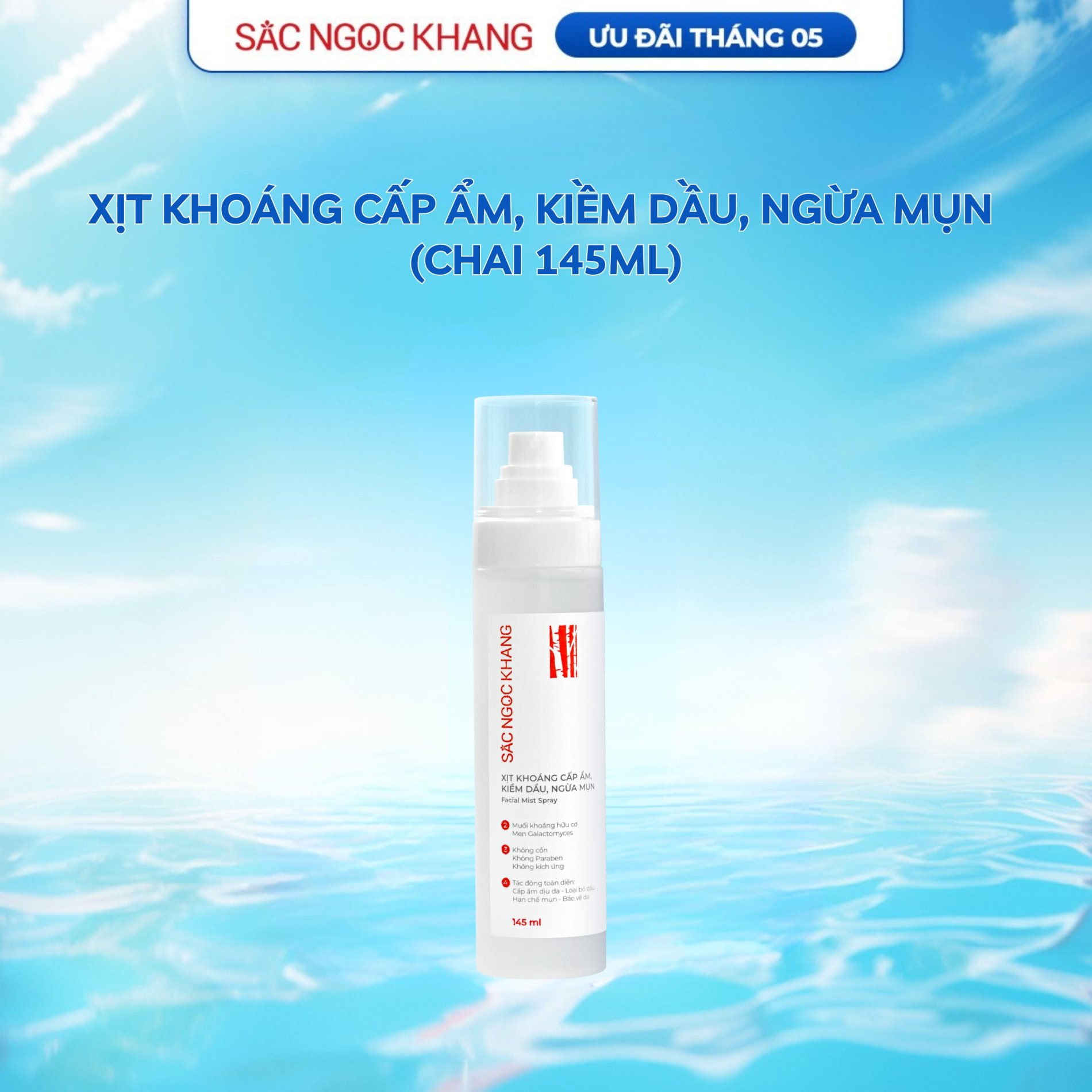 Xịt Khoáng Cấp Ẩm, Kiềm Dầu, Ngừa Mụn [Chai 145ml]