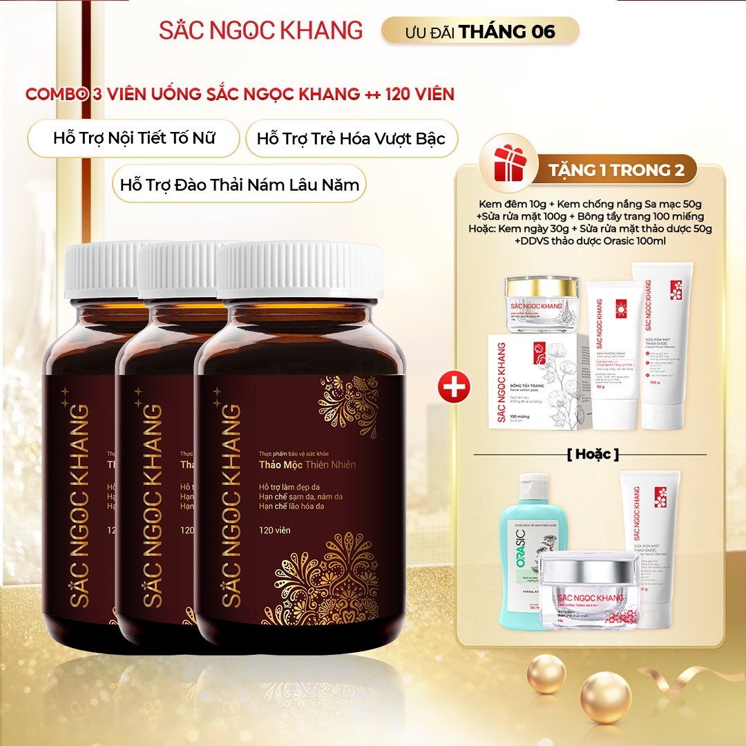 COMBO 03 Viên Uống Sắc Ngọc Khang ++ [120 Viên] TẶNG 1 trong 2 quà