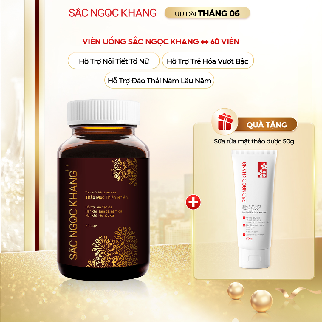 Viên Uống Sắc Ngọc Khang ++ [60 Viên] TẶNG Sữa rửa mặt thảo dược 50g
