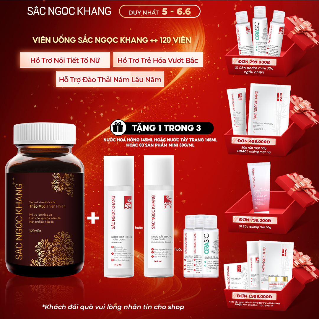 Hộp Viên Uống Sắc Ngọc Khang ++ [120 Viên] TẶNG 1 trong 3 quà