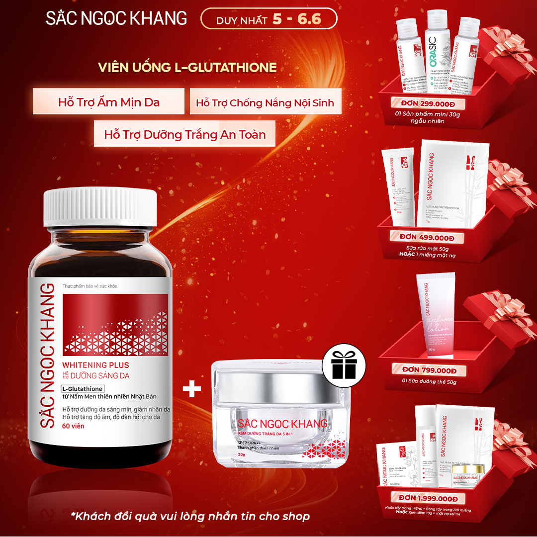 Viên uống TRẮNG DA Whitening Plus TẶNG Kem Ngày 30g
