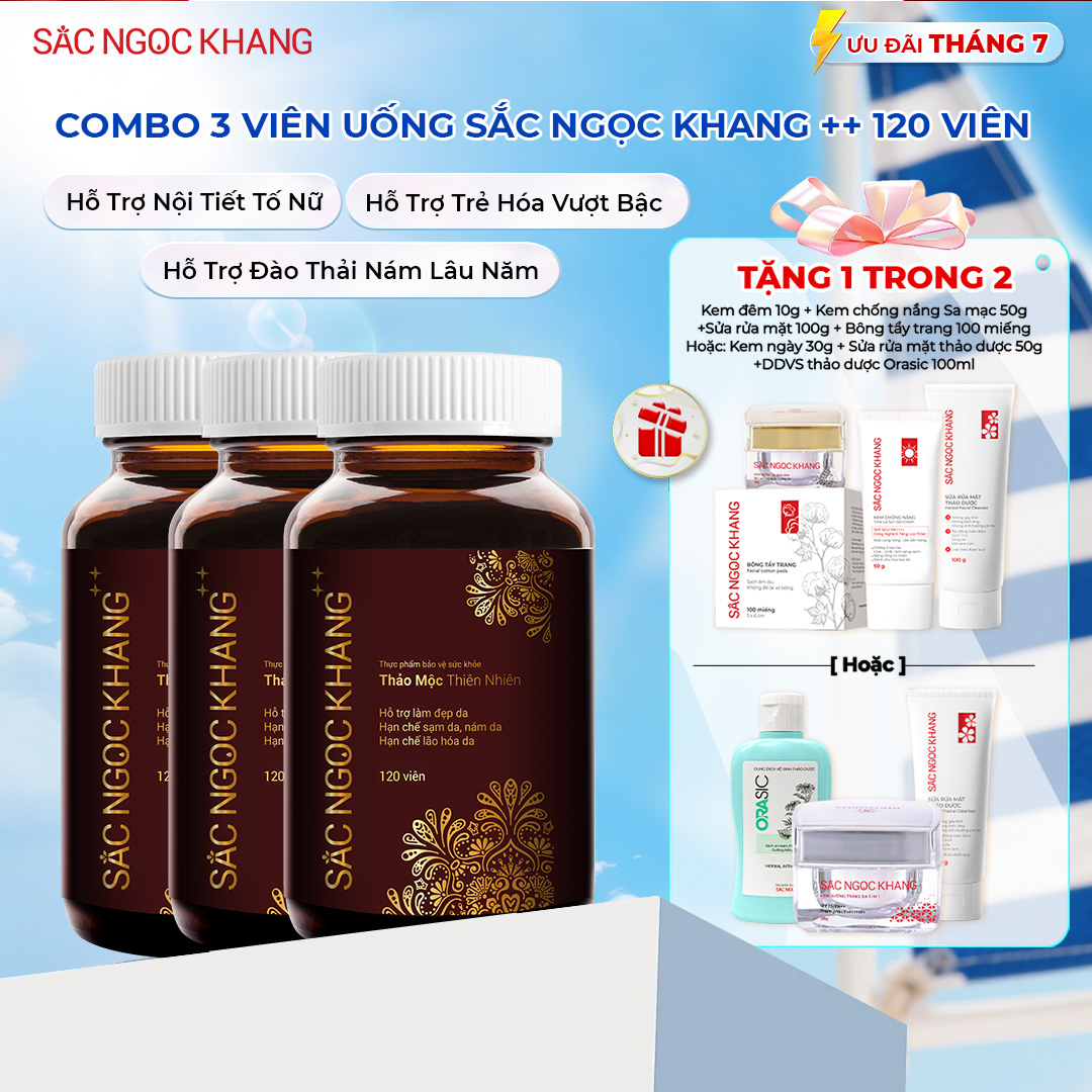 COMBO 03 Viên Uống Sắc Ngọc Khang ++ [120 Viên] TẶNG 1 trong 2 quà