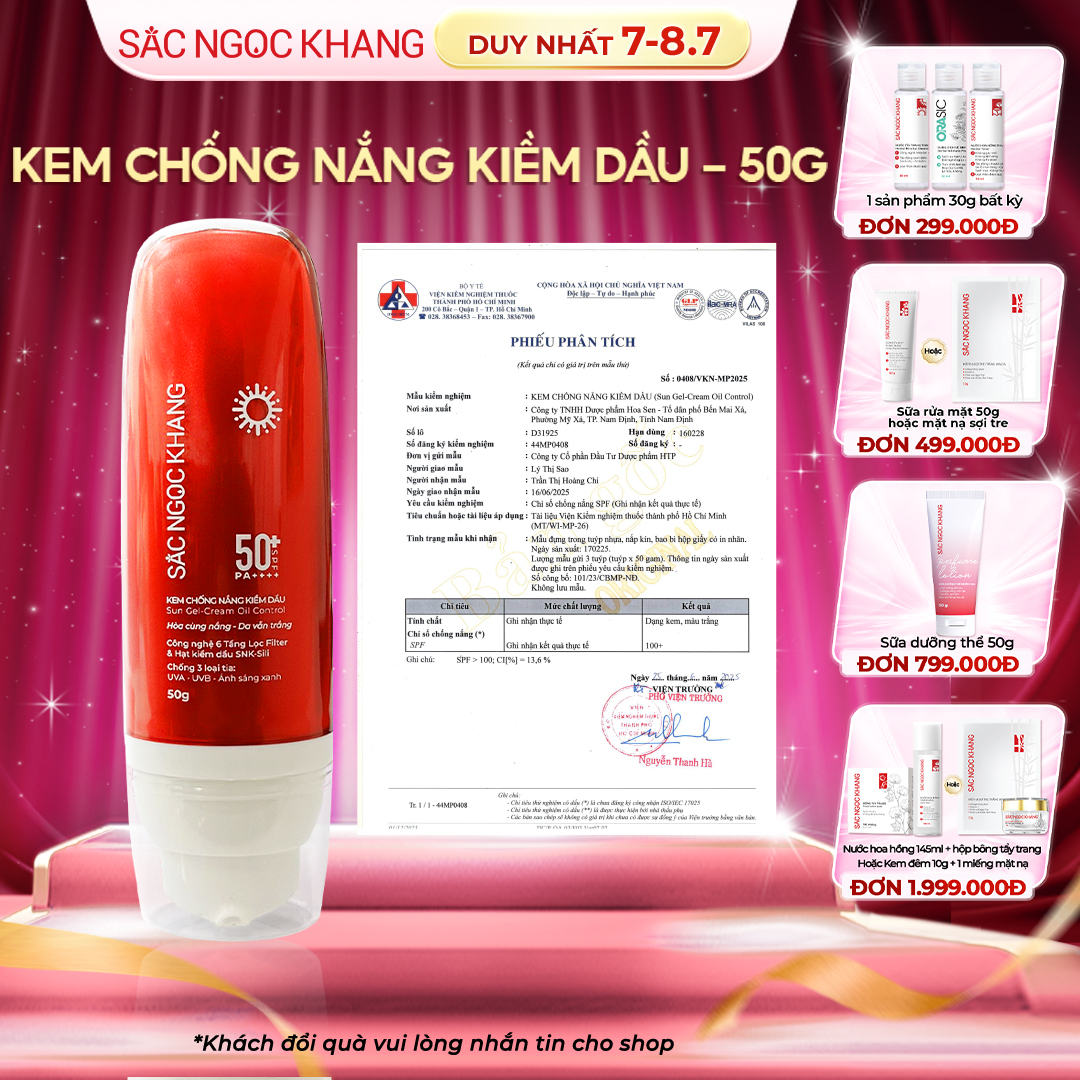 Kem Chống Nắng Kiềm Dầu [50g] SẮC NGỌC KHANG