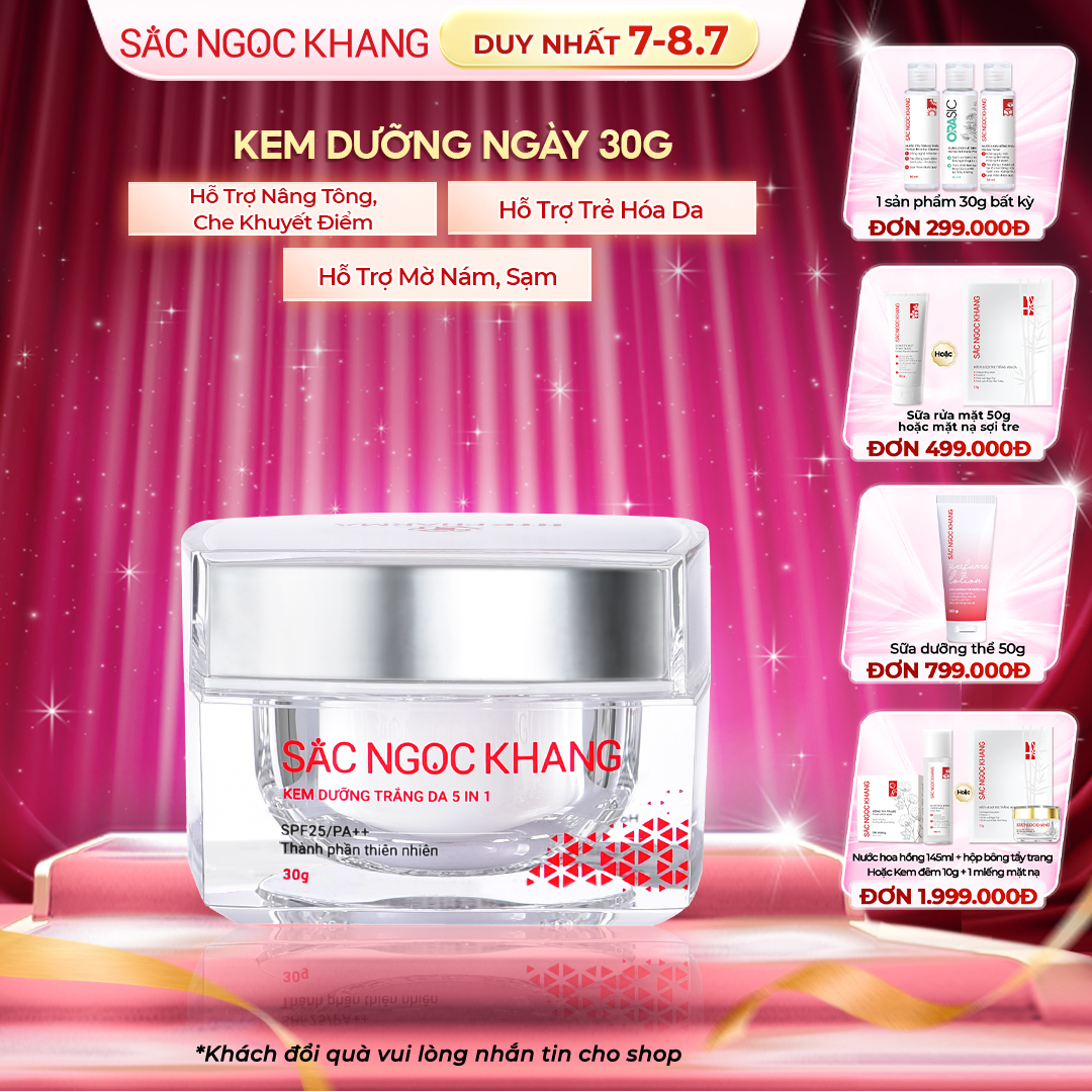 Kem dưỡng trắng da Ban Ngày 5 in 1 SẮC NGỌC KHANG [30g]