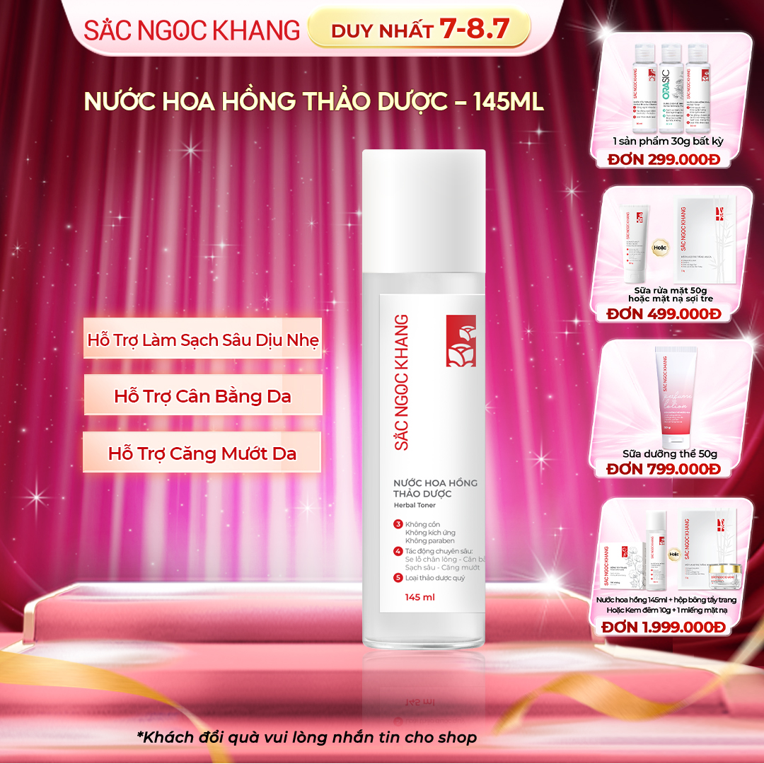 Nước Hoa Hồng Thảo Dược Sắc Ngọc Khang [Chai 145ml]