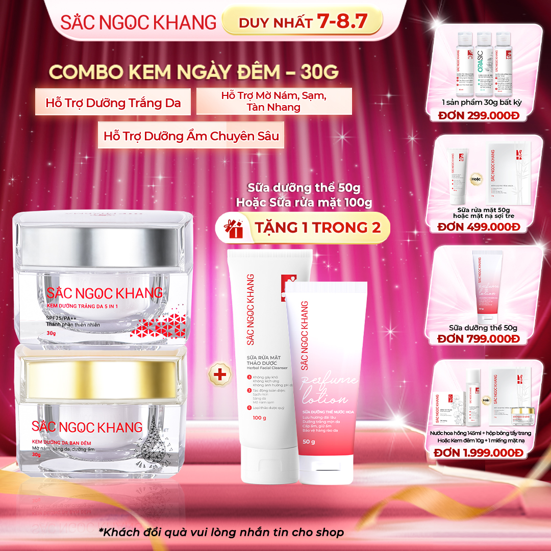 Bộ Kem Dưỡng Ngày & Đêm Sắc Ngọc Khang [30g] TẶNG 1 Trong 2 quà
