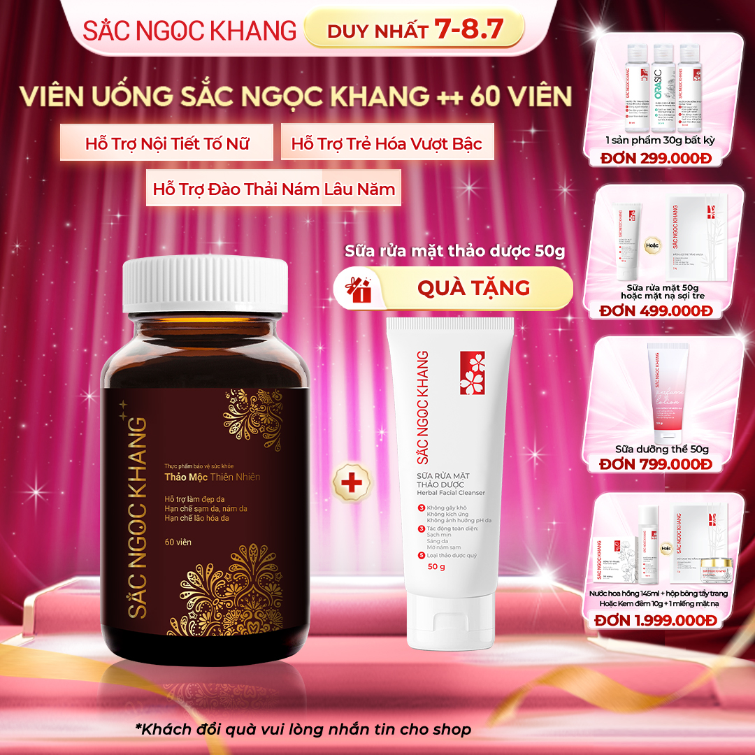 Viên Uống Sắc Ngọc Khang ++ [60 Viên] TẶNG Sữa rửa mặt thảo dược 50g