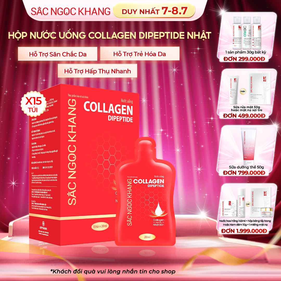 Nước Uống Collagen Dipeptide Sắc Ngọc Khang [Hộp 15 Túi]