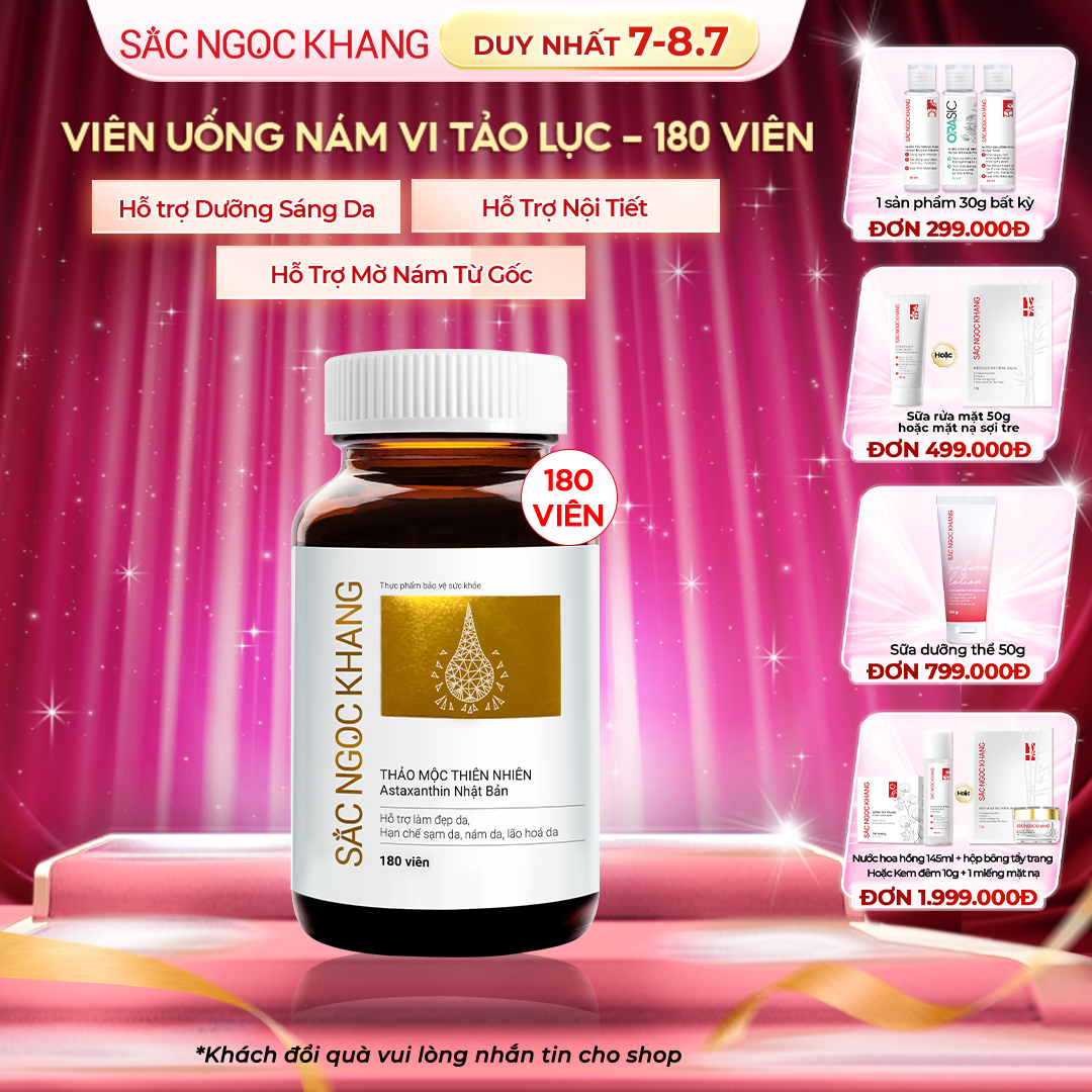 Viên Uống Sắc Ngọc Khang Vi Tảo Lục [Hộp 180 viên] 