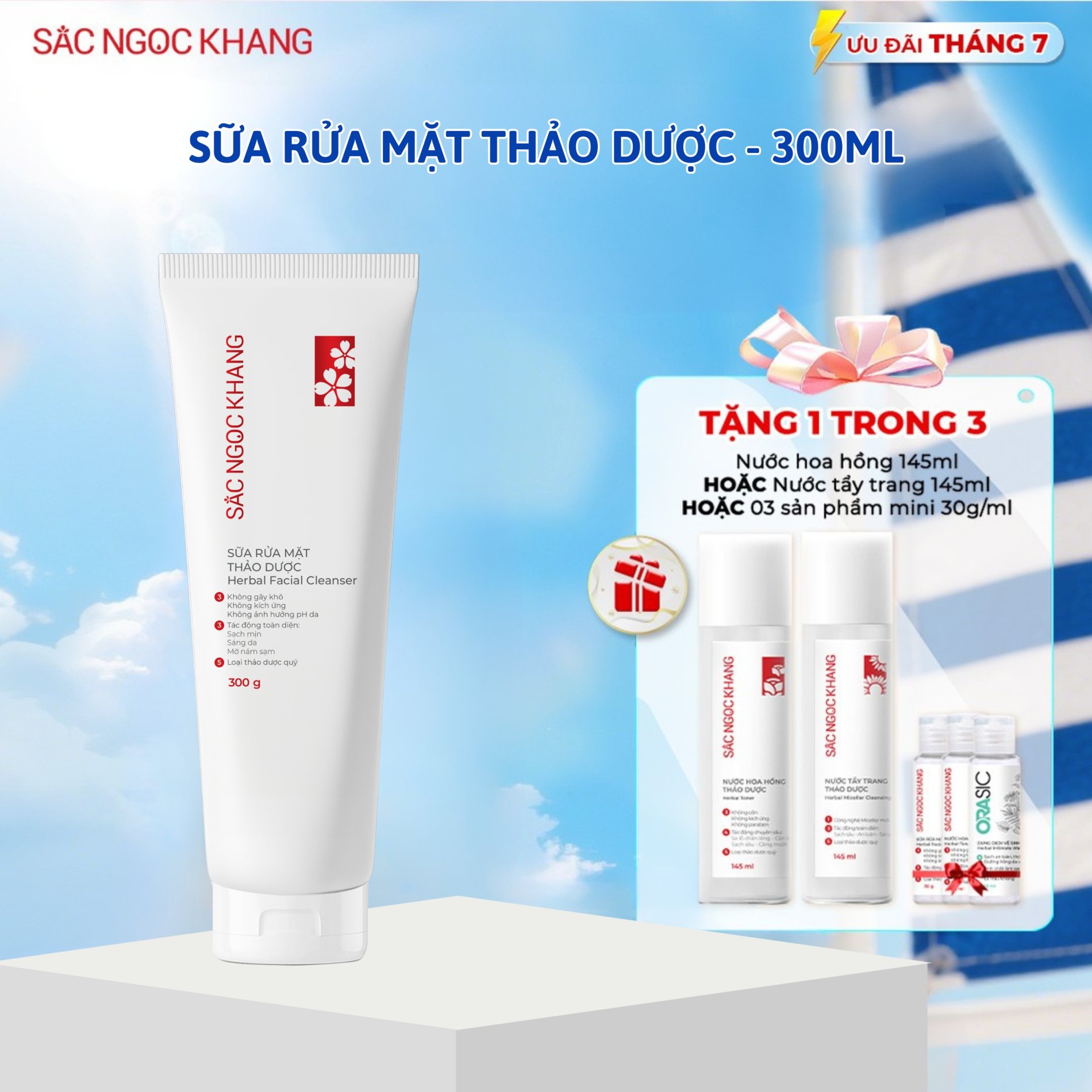 Sữa Rửa Mặt Thảo Dược Sắc Ngọc Khang [300g] TẶNG 1 trong 3 quà