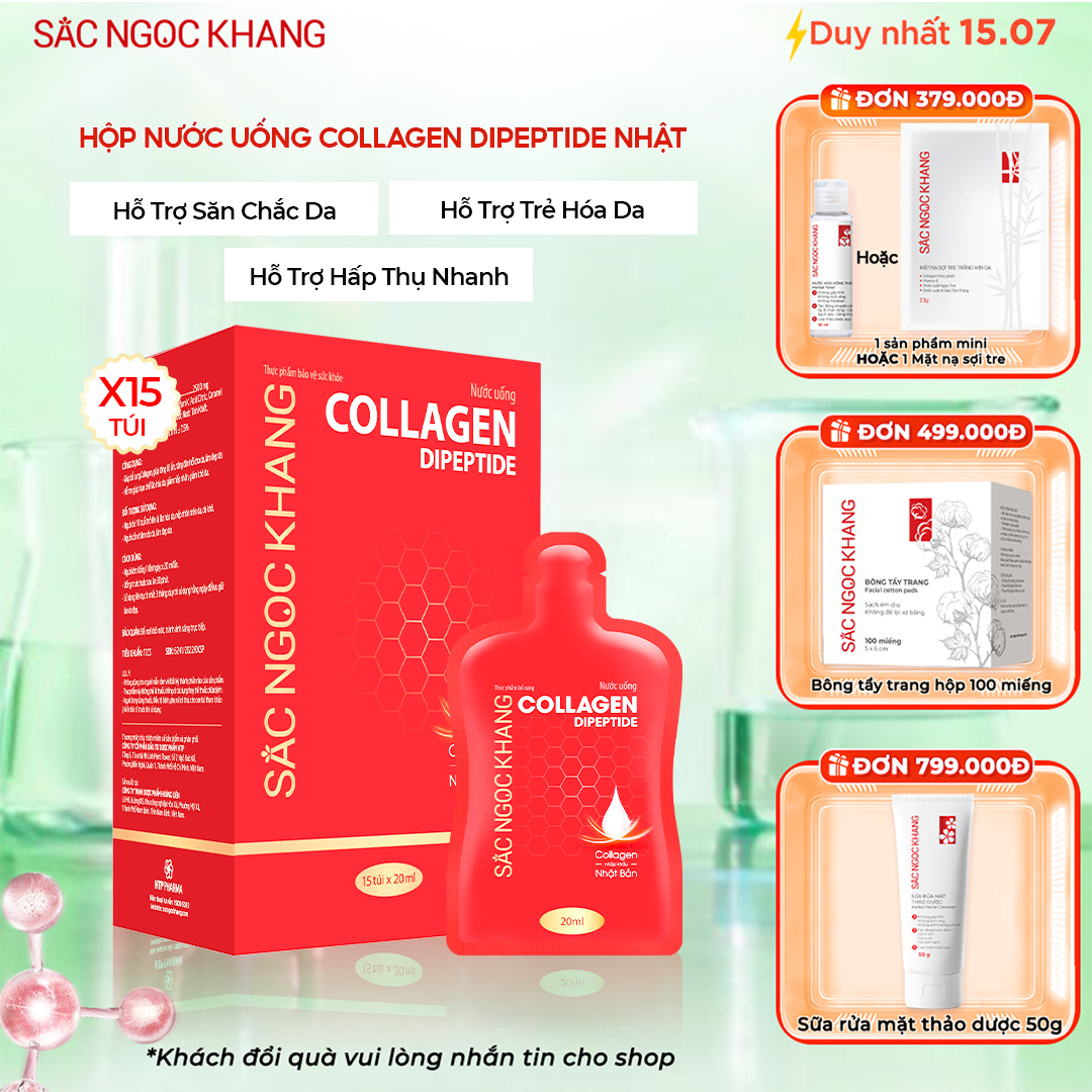 Nước Uống Collagen Dipeptide Sắc Ngọc Khang [Hộp 15 Túi]