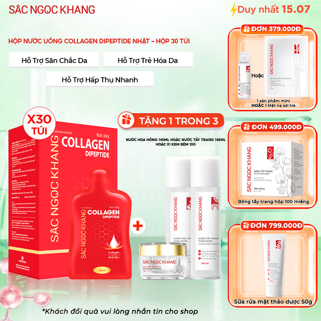Nước uống Collagen Dipeptide Sắc Ngọc Khang [Hộp 30 Túi]