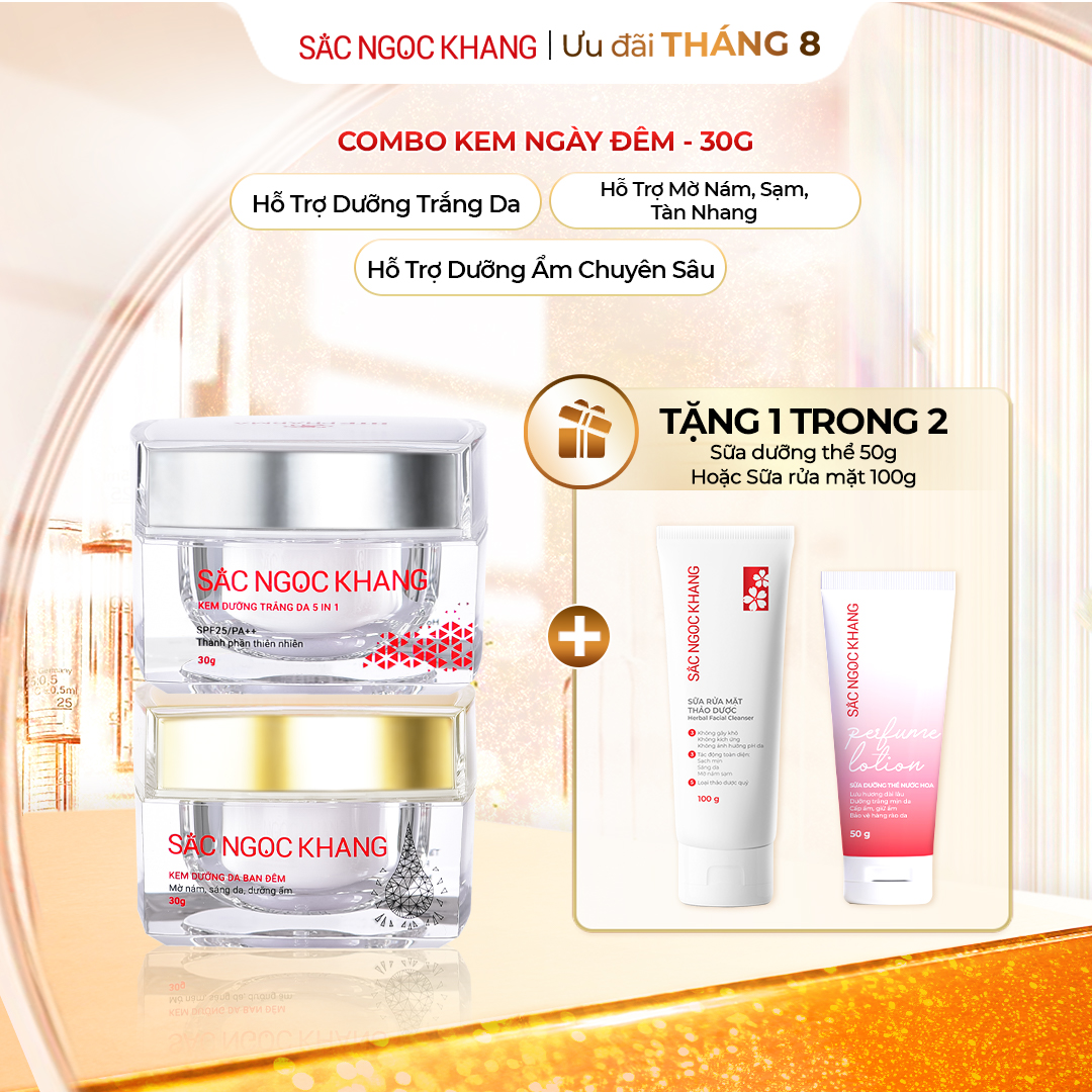 Bộ Kem Dưỡng Ngày & Đêm Sắc Ngọc Khang [30g] TẶNG 1 Trong 2 quà