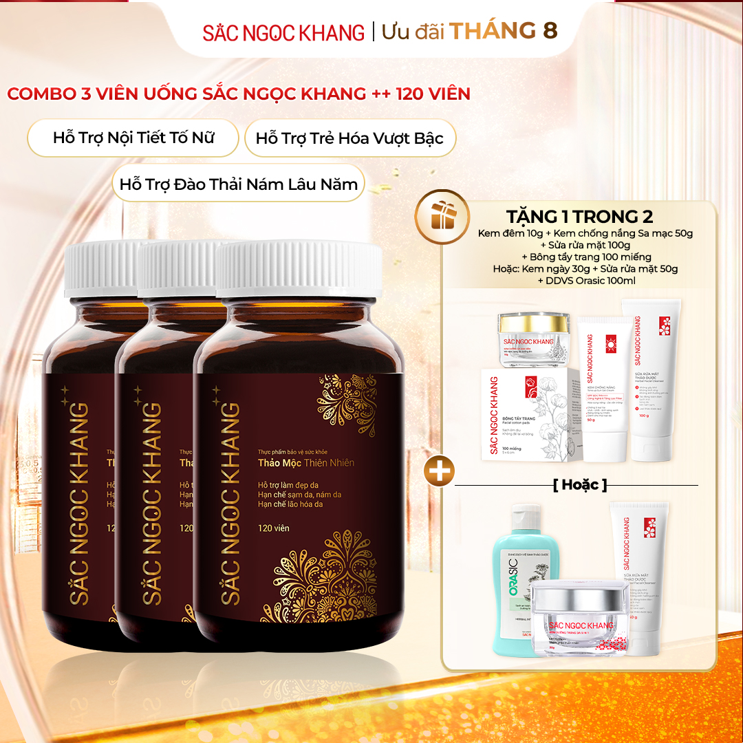 COMBO 03 Viên Uống Sắc Ngọc Khang ++ [120 Viên] TẶNG 1 trong 2 quà