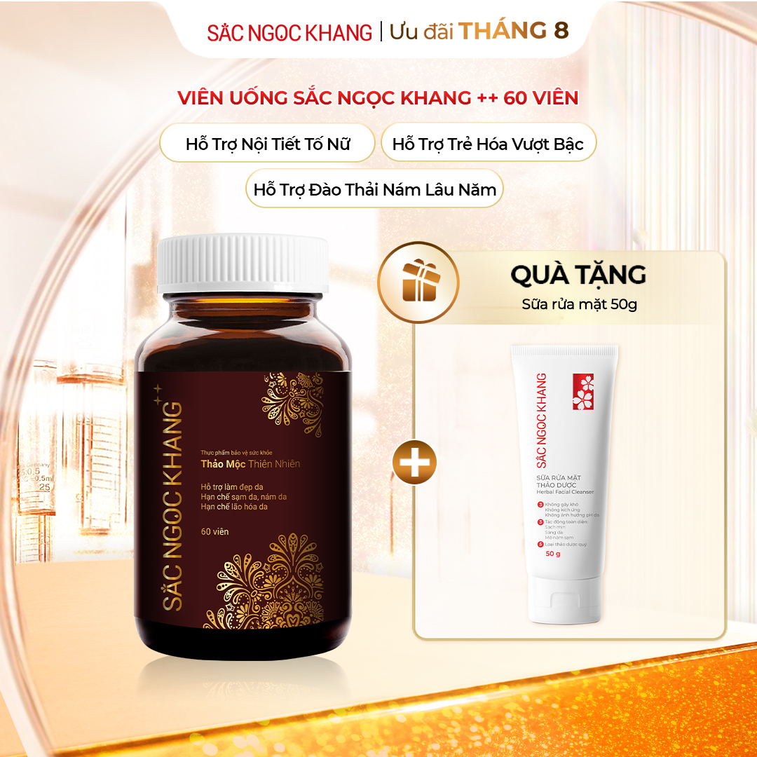 Viên Uống Sắc Ngọc Khang ++ [60 Viên] TẶNG Sữa rửa mặt thảo dược 50g