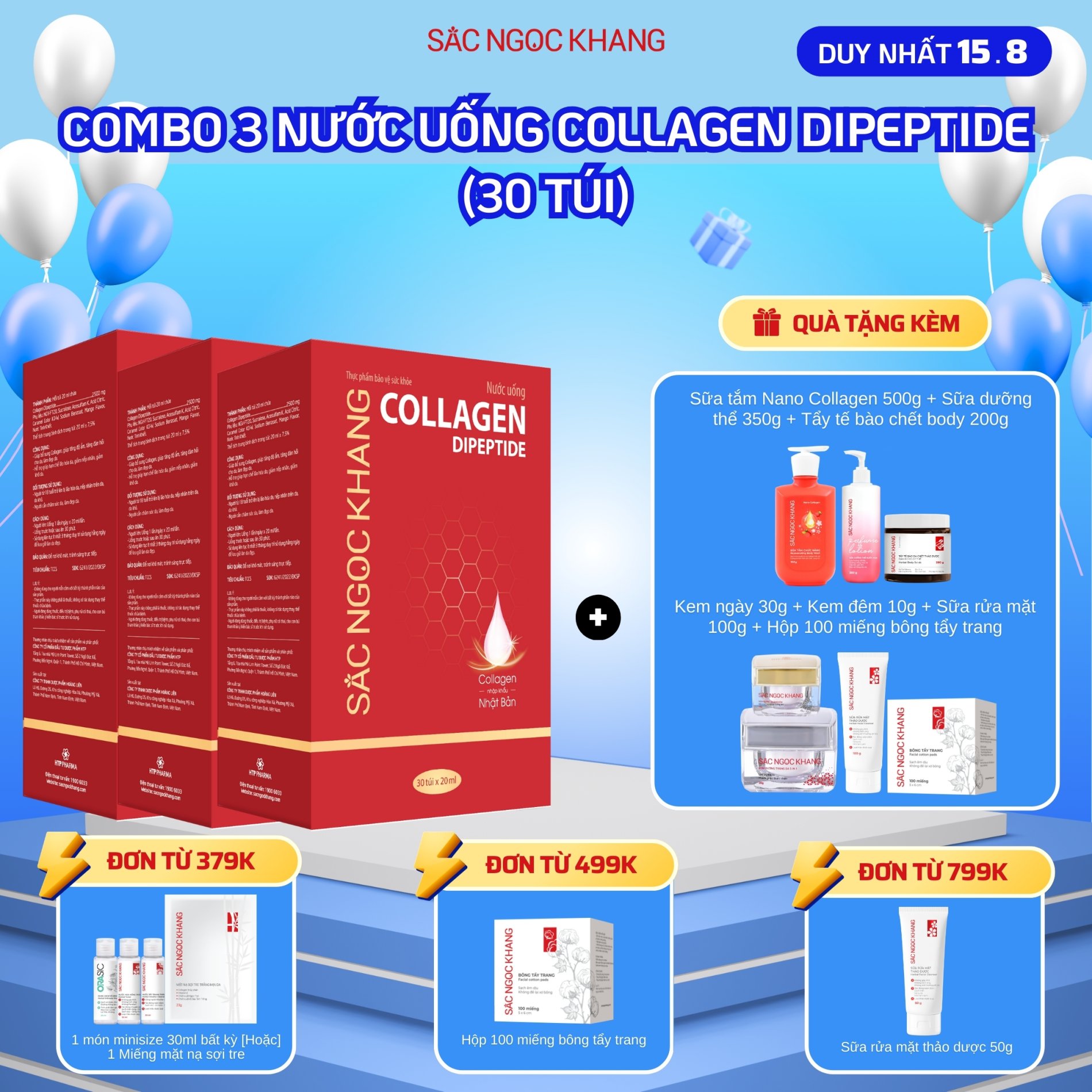 COMBO 03 Hộp Collagen Nước [30 túi] TẶNG 1 trong 2 quà
