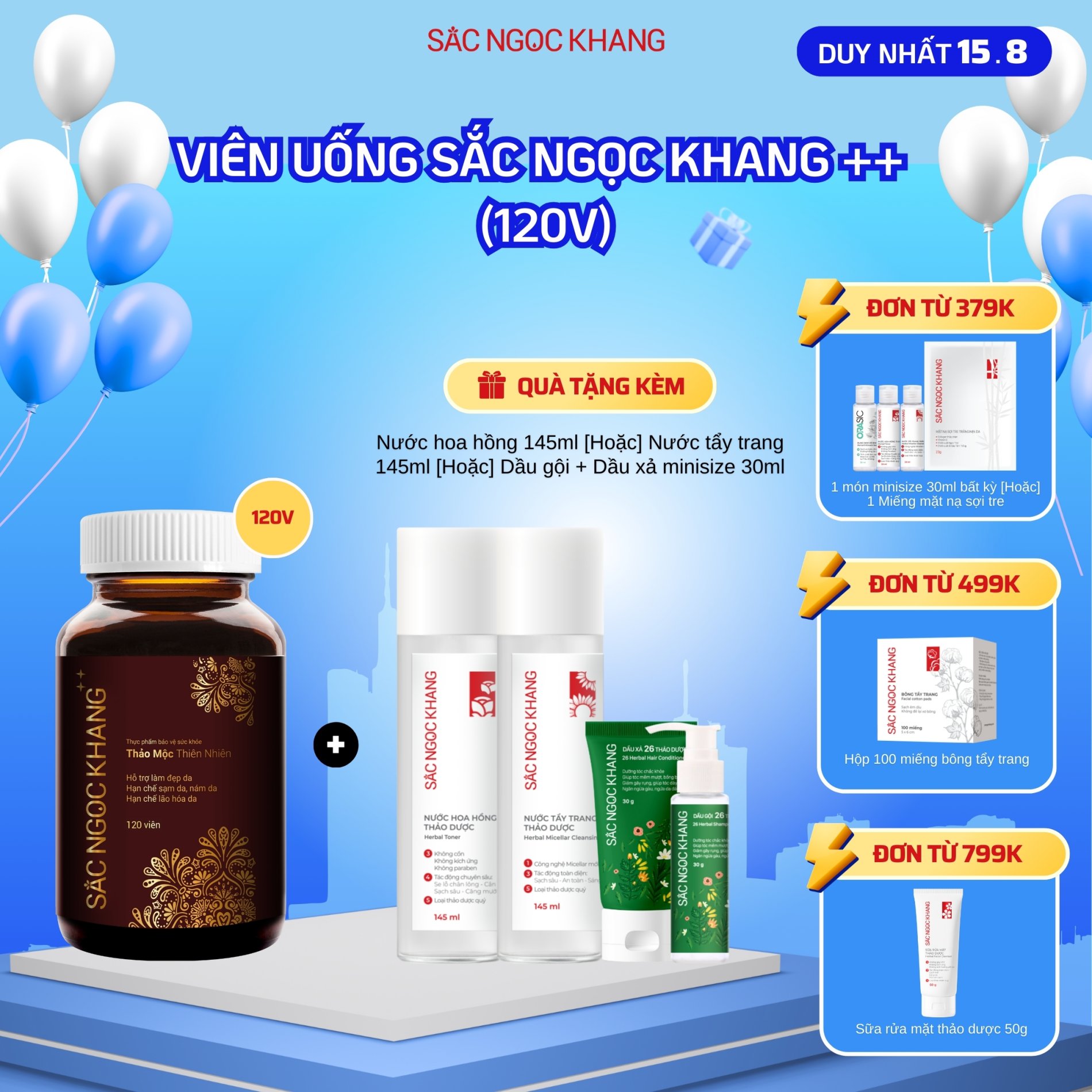 Hộp Viên Uống Sắc Ngọc Khang ++ [120 Viên] TẶNG 1 trong 3 quà