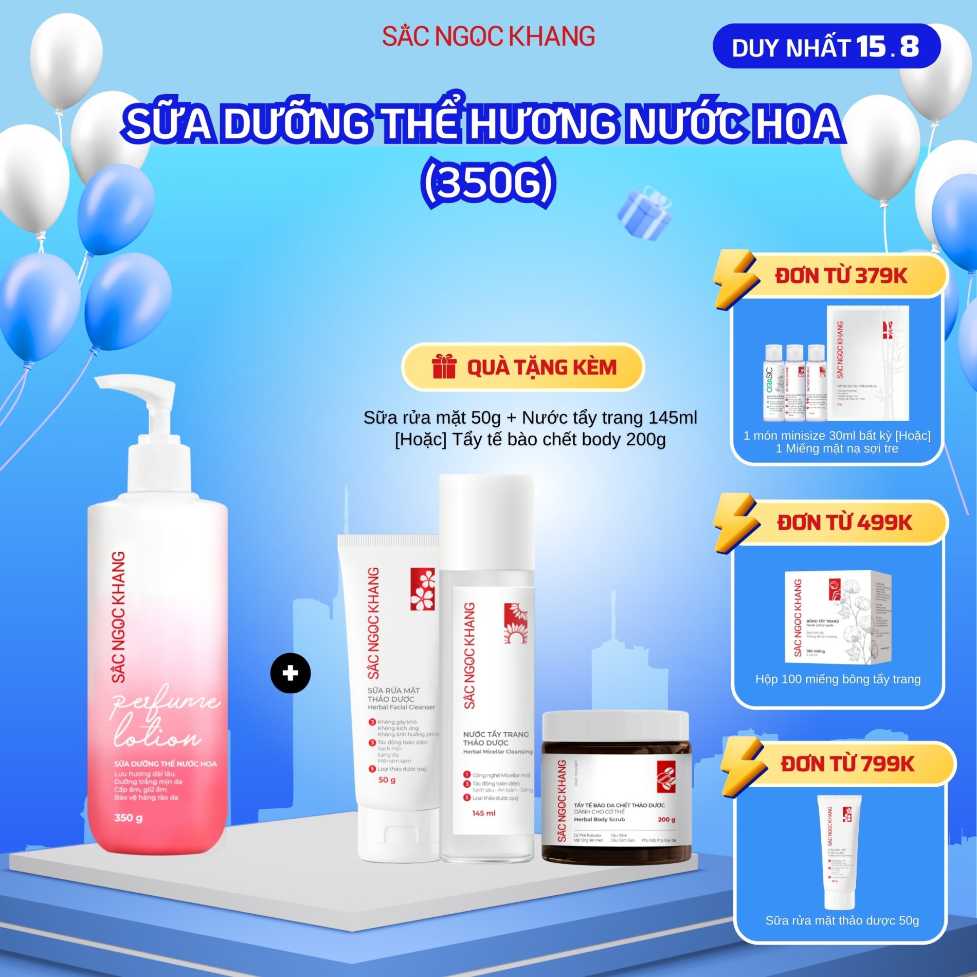 Sữa Dưỡng Thể Nước Hoa Sắc Ngọc Khang (350g) TẶNG 1 trong 2 quà