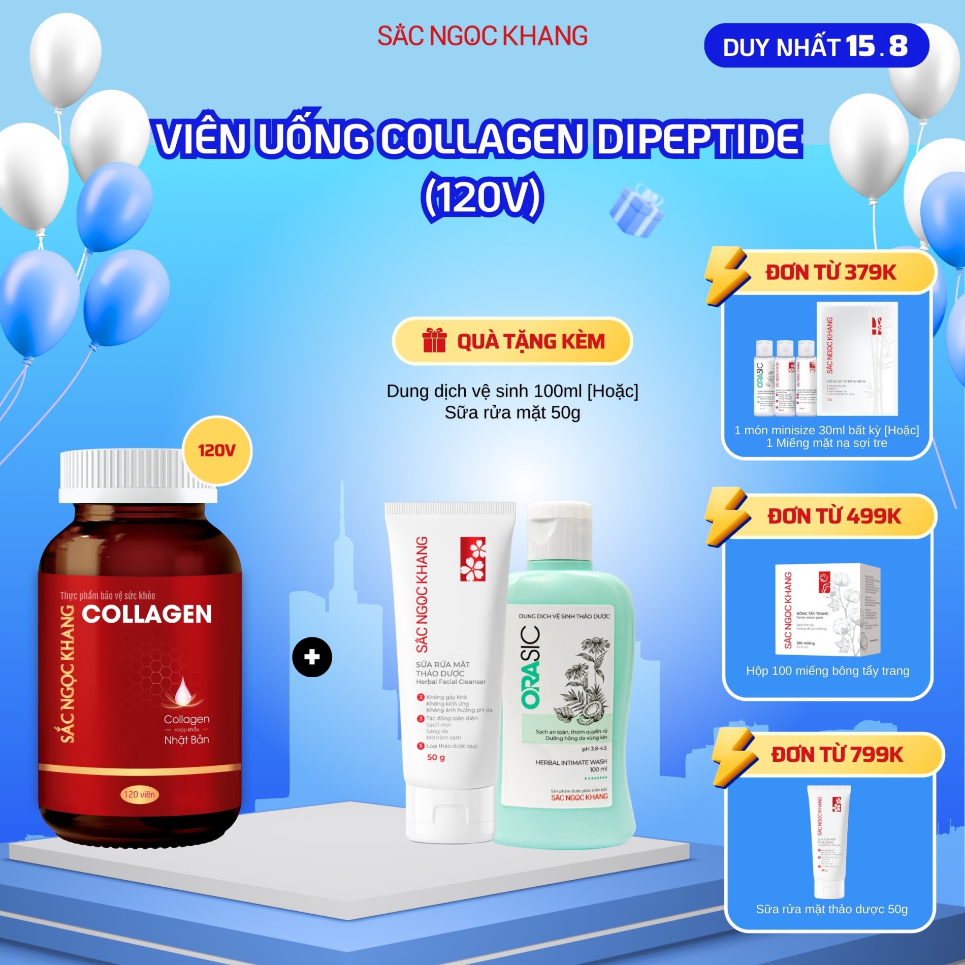 Viên Uống Collagen Dipeptide [120 Viên] TẶNG 1 trong 2 quà