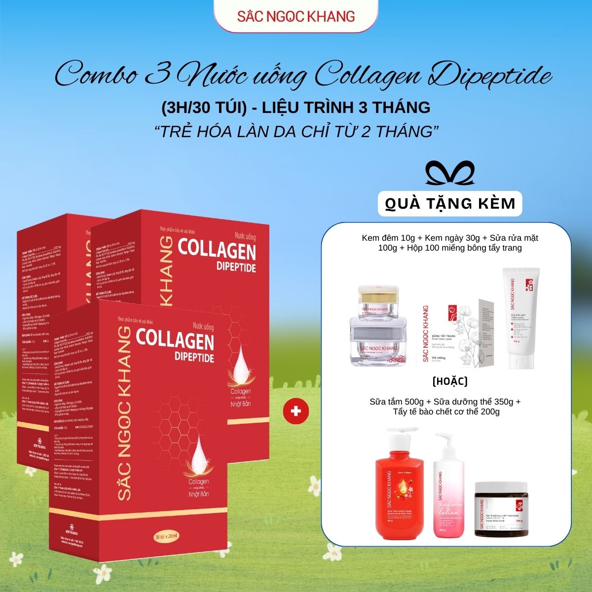 COMBO 03 Hộp Collagen Nước [30 túi] TẶNG 1 trong 2 quà