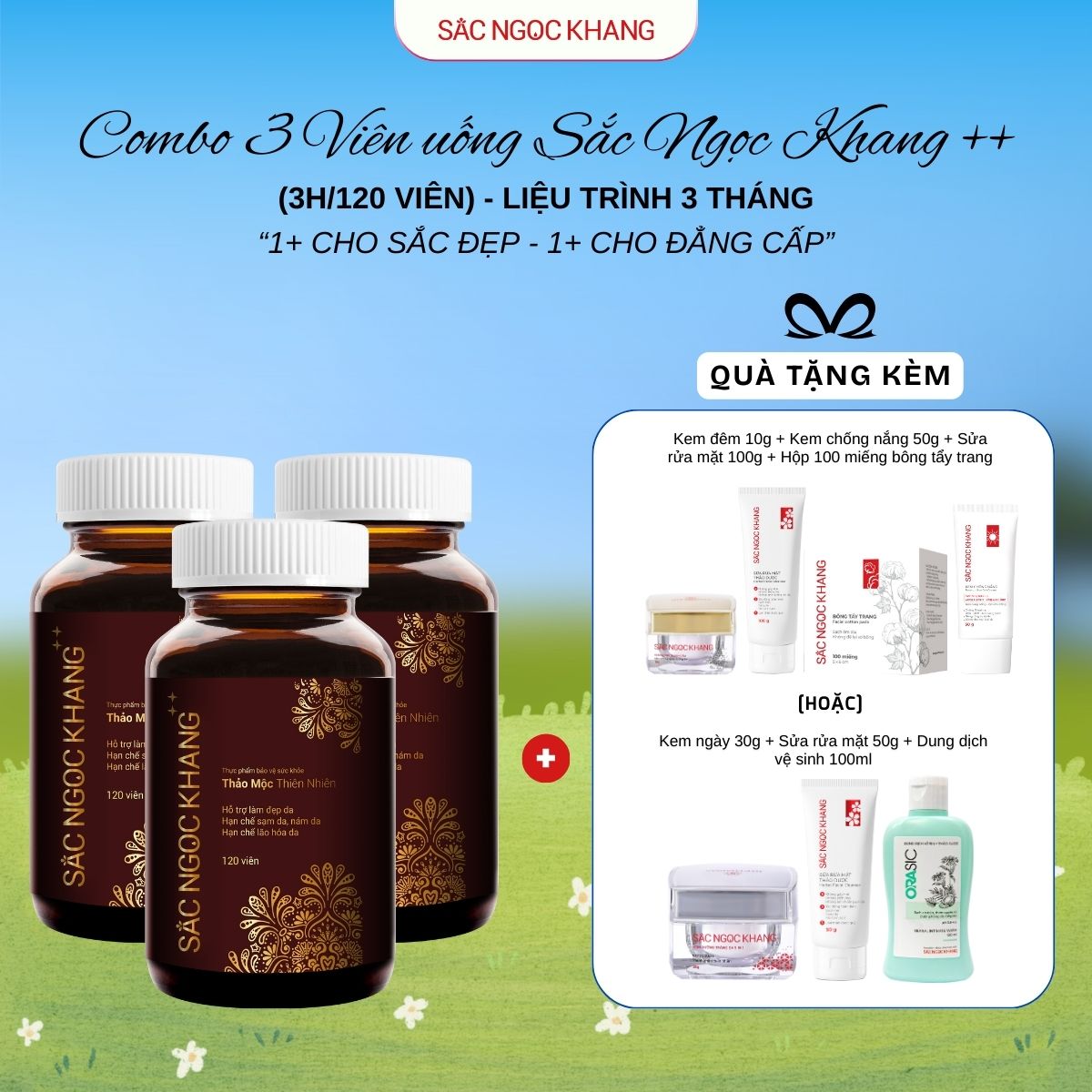 COMBO 03 Viên Uống Sắc Ngọc Khang ++ [120 Viên] TẶNG 1 trong 2 quà
