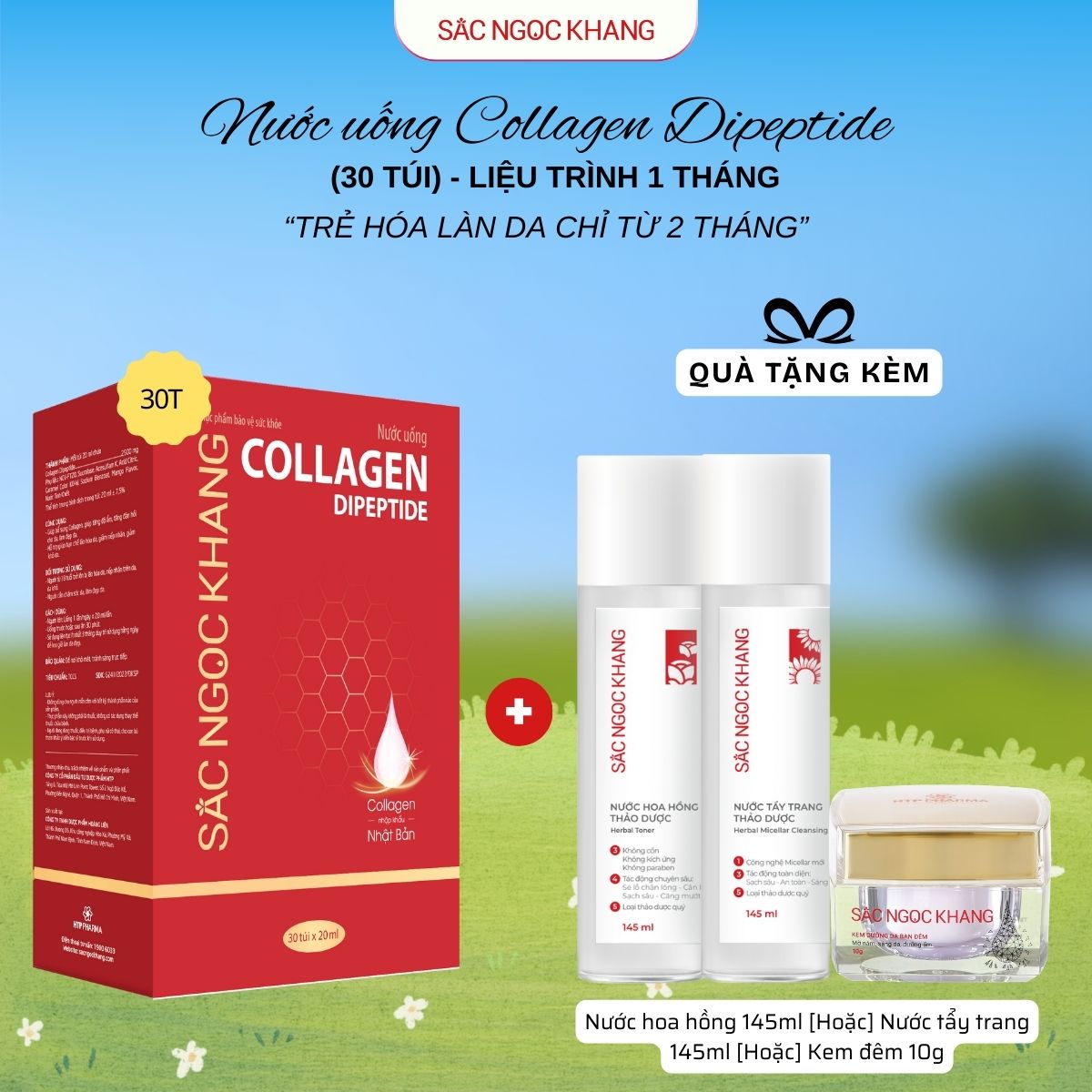 Hộp Nước Uống Collagen Dipeptide [30 Túi] TẶNG 1 trong 3 quà
